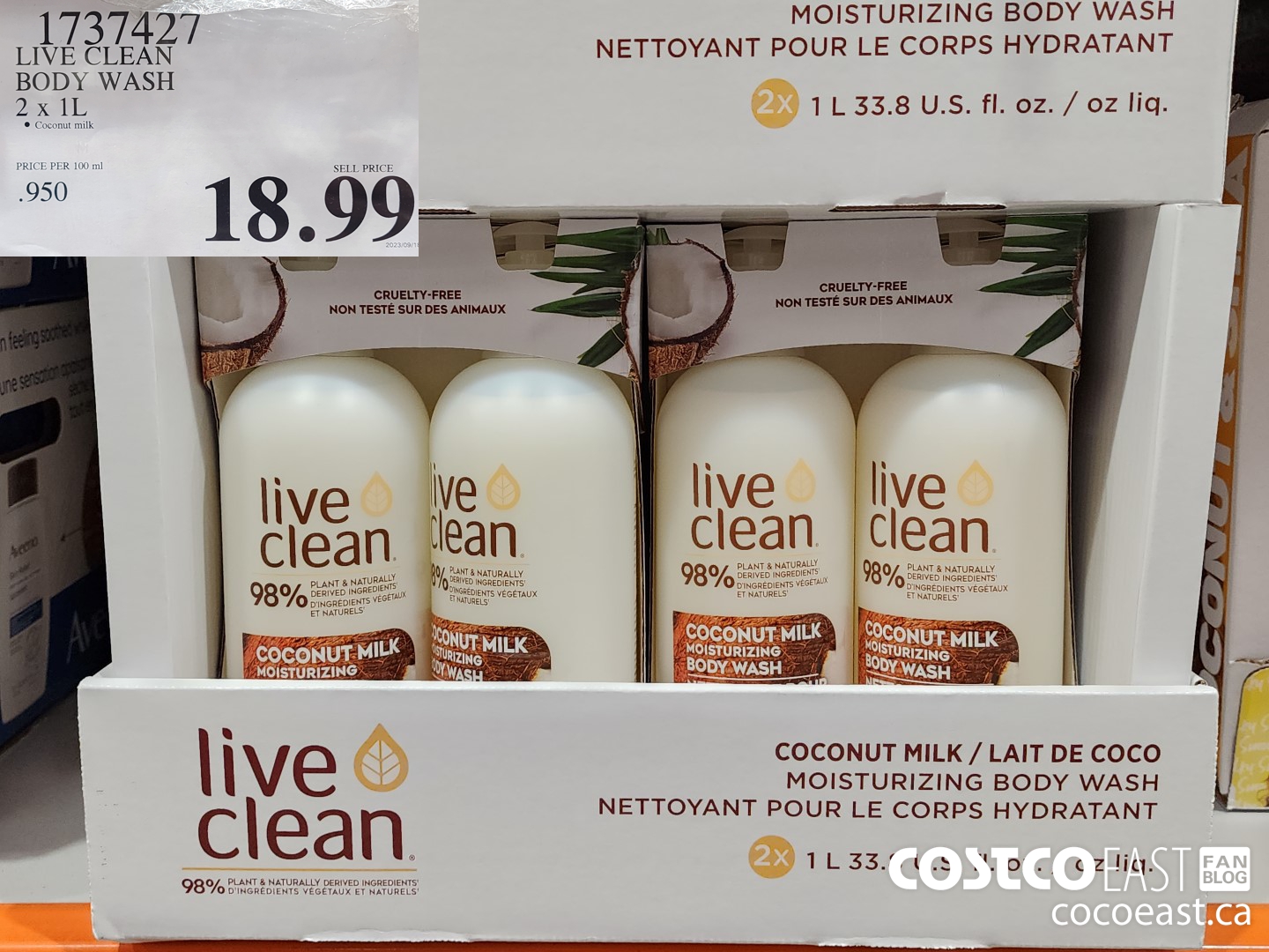 1737427 LIVE CLEAN BODY WASH 2 X 1L $18.99