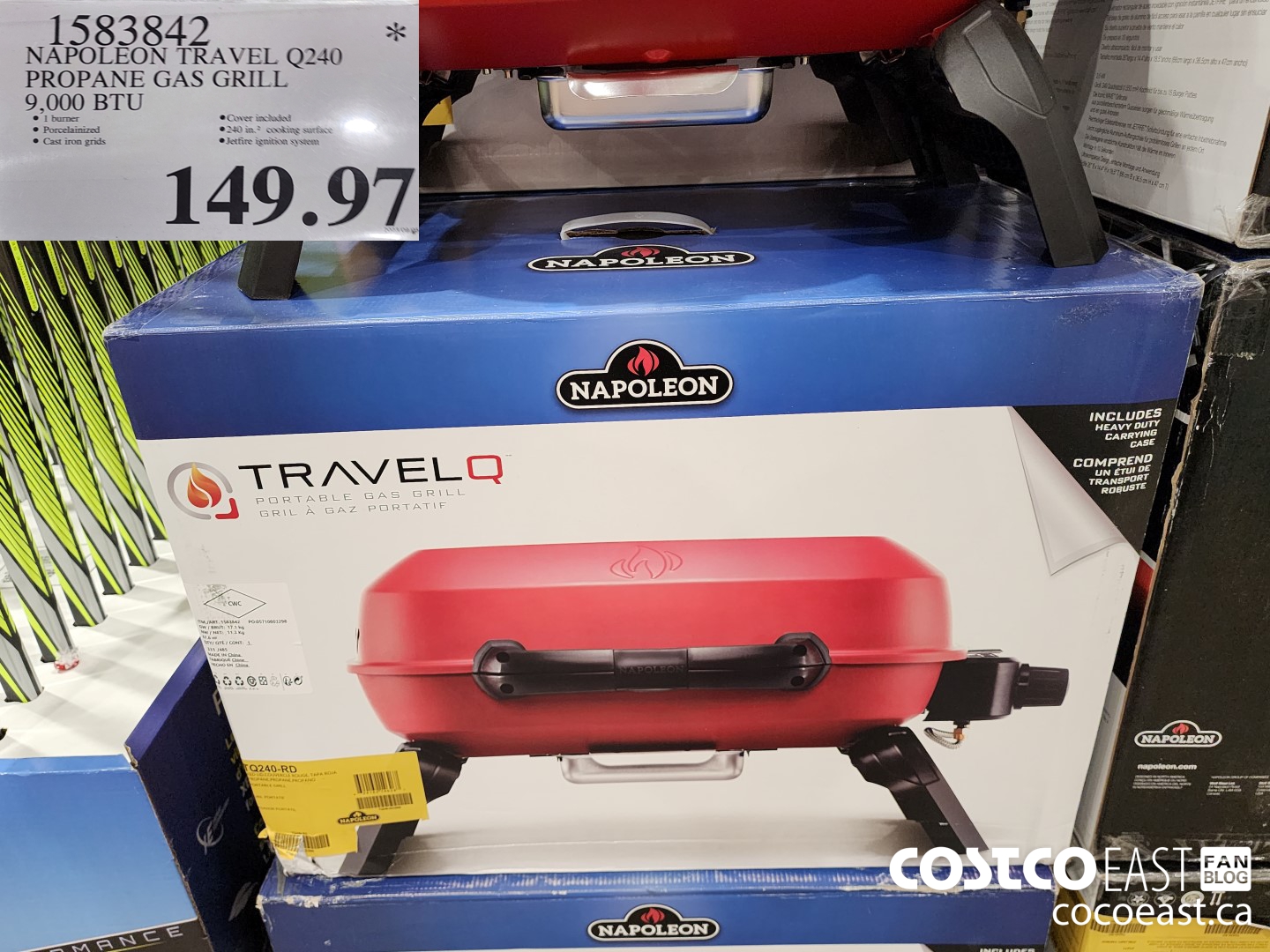 1583842 NAPOLEON TRAVEL Q240 PROPANE GAS GRILL 9,000 BTU $149.97