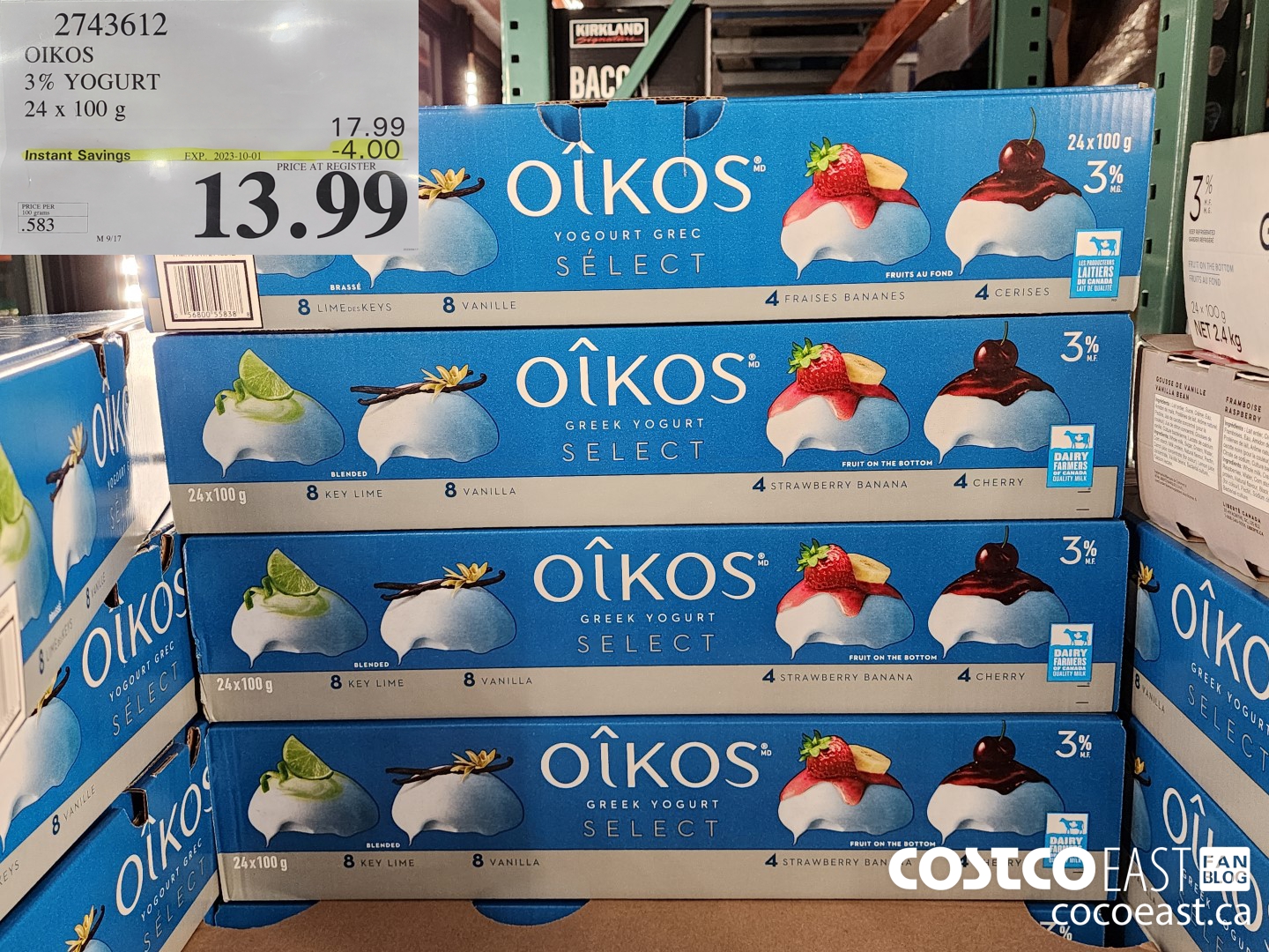 2743612 OIKOS 3% YOGURT 24 x 100g ($4.00 INSTANT SAVINGS EXPIRES ON 2023-10-01) $13.99