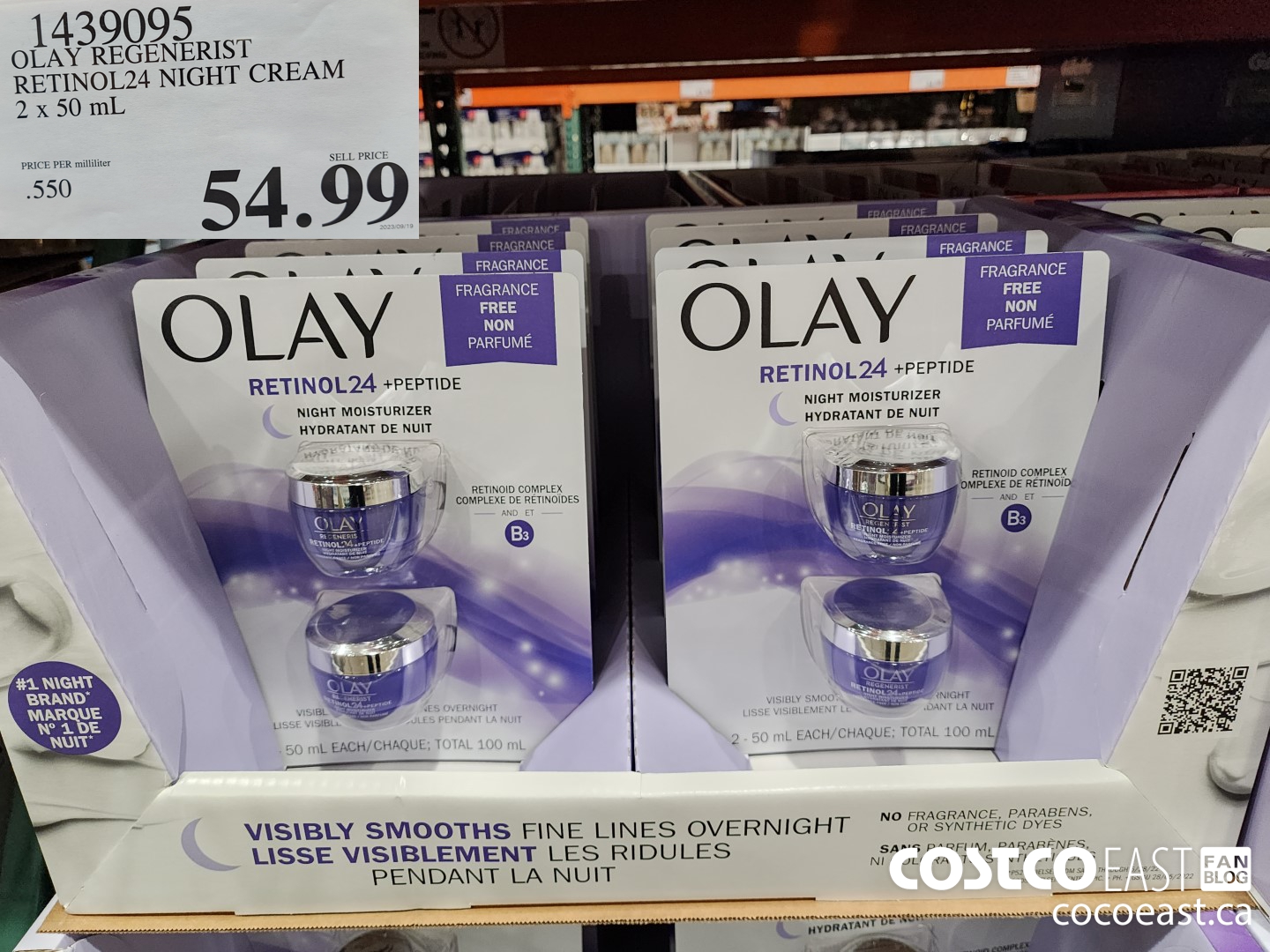 1439095 OLAY REGENERIST RETINOL24 NIGHT CREAM 2 X 50 ML $54.99