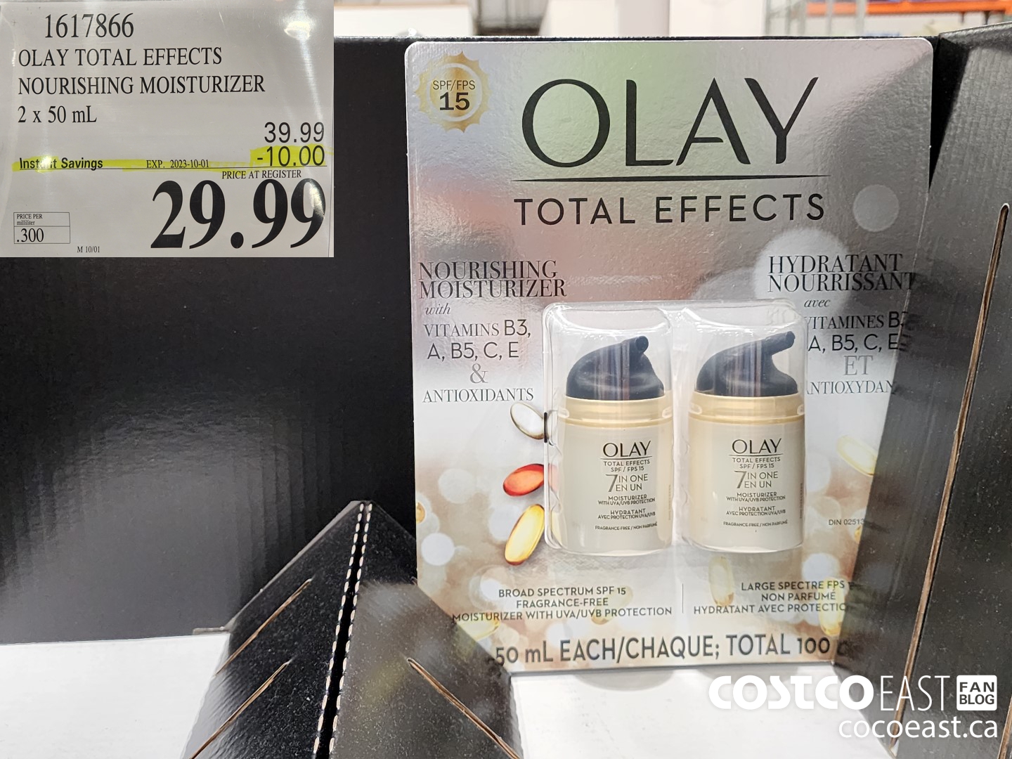 1617866 OLAY TOTAL EFFECTS ANTI-AGING MOISTURIZER 2 x 50 mL ($10.00 INSTANT SAVINGS EXPIRES ON 2023-10-01) $29.99