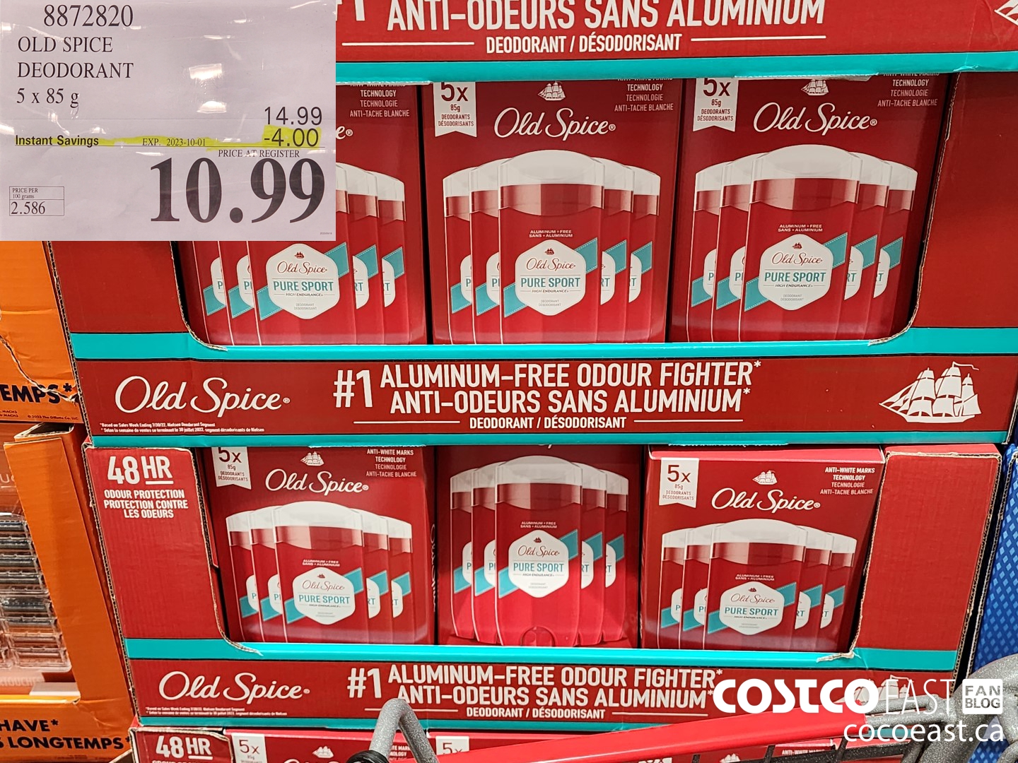 8872820 OLD SPICE DEODORANT 5 X 85G ($4.00 INSTANT SAVINGS EXPIRES ON 2023-10-01) $10.99