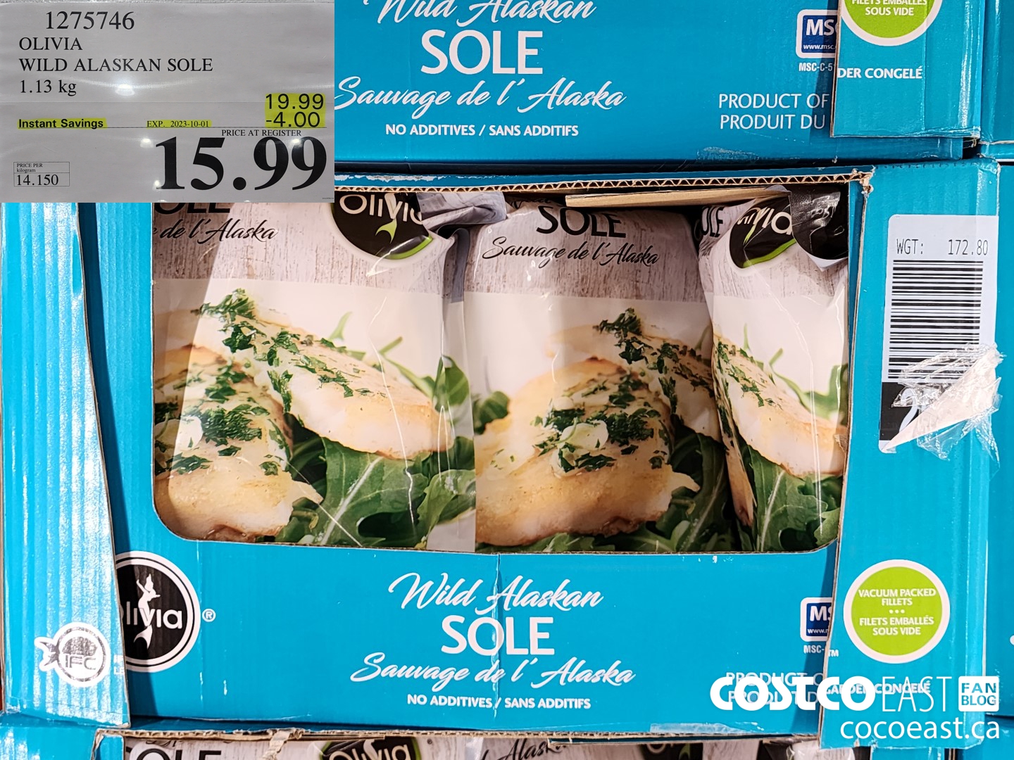 1275746 OLIVIA WILD ALASKAN SOLE 1.13 kg ($4.00 INSTANT SAVINGS EXPIRES ON 2023-10-01) $15.99