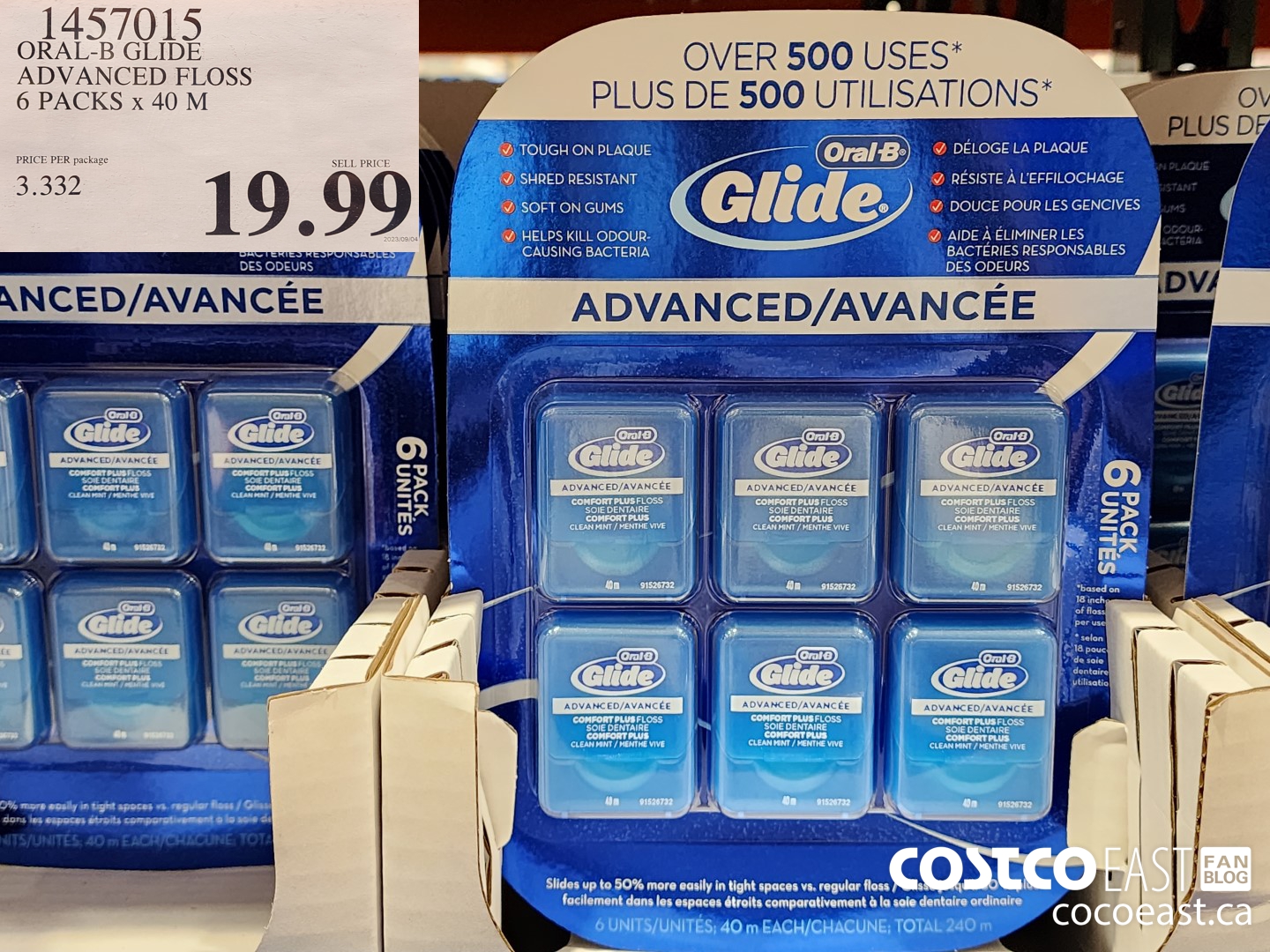 1457015 ORAL-B GLIDE ADVANCED FLOSS 6 PACKS X 40 M $19.99