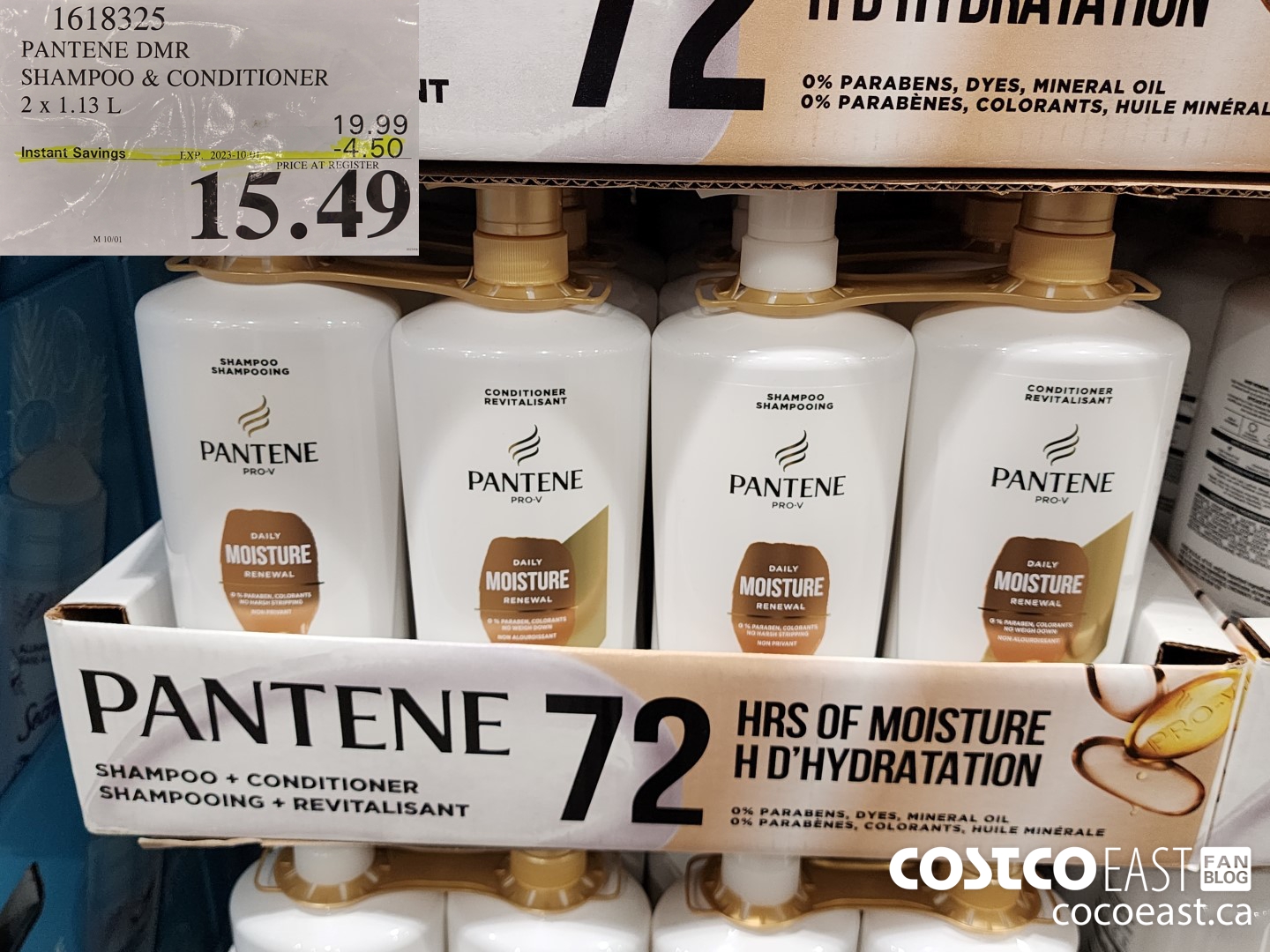 1618325 PANTENE DMR SHAMPOO & CONDITIONER 2 x 1.13L ($4.50 INSTANT SAVINGS EXPIRES ON 2023-10-01) $15.49