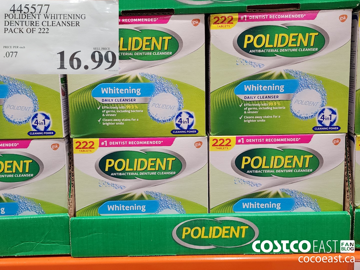 445577 POLIDENT WHITENING DENTURE CLEANSER PACK OF 222 $16.99