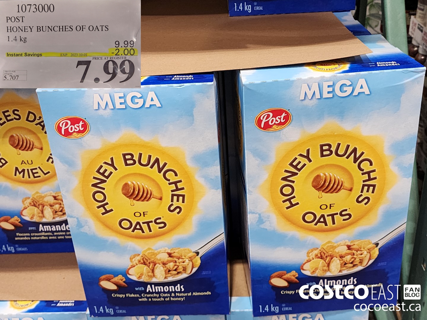 1073000 POST HONEY BUNCHES OF OATS 1.4 KG ($2.00 INSTANT SAVINGS EXPIRES ON 2023-10-01) $7.99