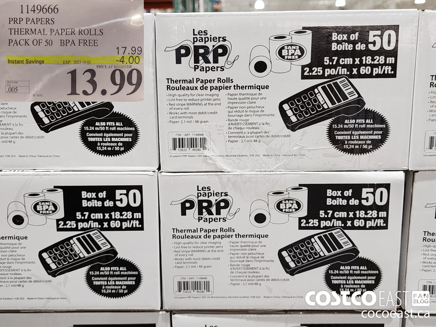 1149666 PRP PAPERS THERMAL PAPER ROLLS PACK OF 50 BPA FREE ($4.00 INSTANT SAVINGS EXPIRES ON 2023-10-01) $13.99