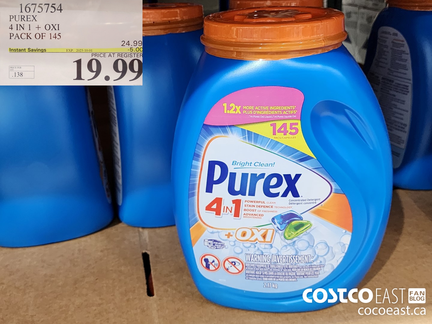 1675754 PUREX 4 IN 1 + OXI PACK OF 145 ($5.00 INSTANT SAVINGS EXPIRES ON 2023-10-01) $19.99
