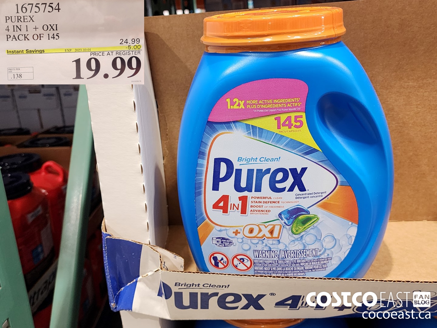 1675754 PUREX 4 IN 1 + OXI PACK OF 145 ($5.00 INSTANT SAVINGS EXPIRES ON 2023-10-01) $19.99