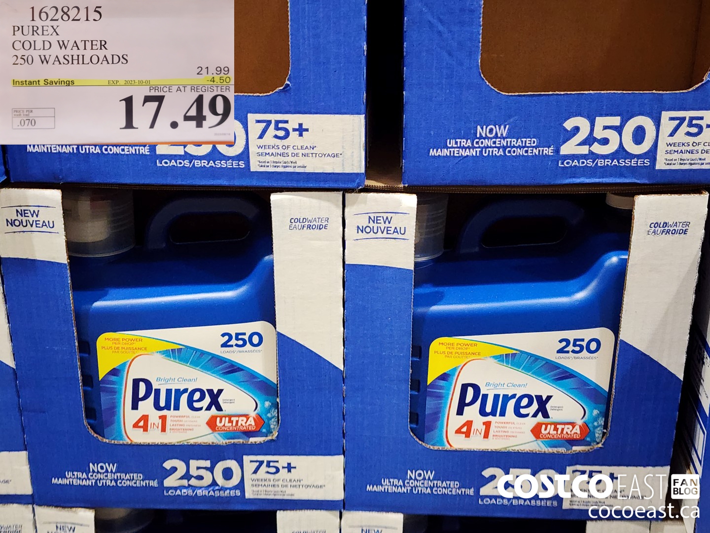 1628215 PUREX COLD WATER 250 washloads ($4.50 INSTANT SAVINGS EXPIRES ON 2023-10-01) $17.49