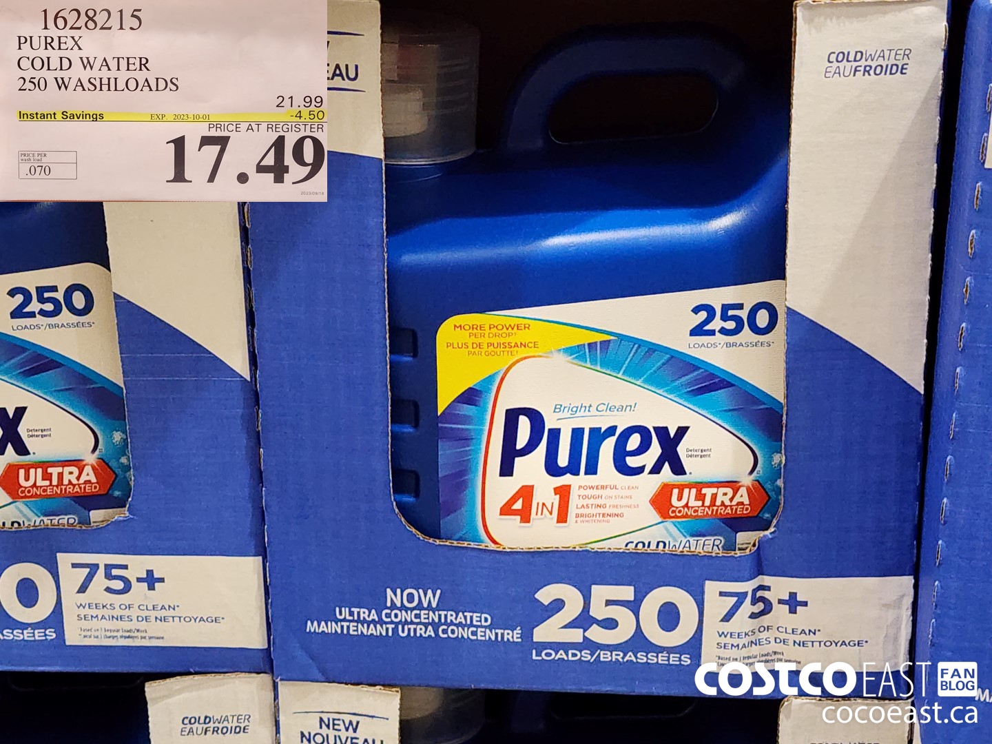 1628215 PUREX COLD WATER 250 washloads ($4.50 INSTANT SAVINGS EXPIRES ON 2023-10-01) $17.49