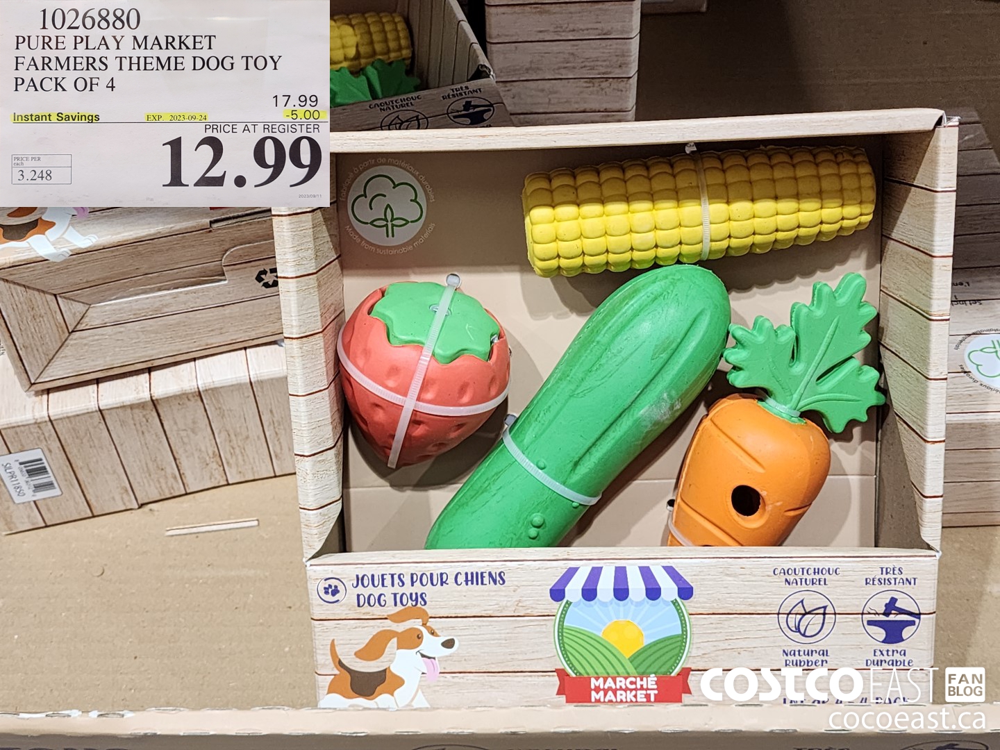 1026880 PURE PLAY MARKET FARMERS THEME DOG TOY PACK OF 4 ($5.00 INSTANT SAVINGS EXPIRES ON 2023-09-24) $12.99