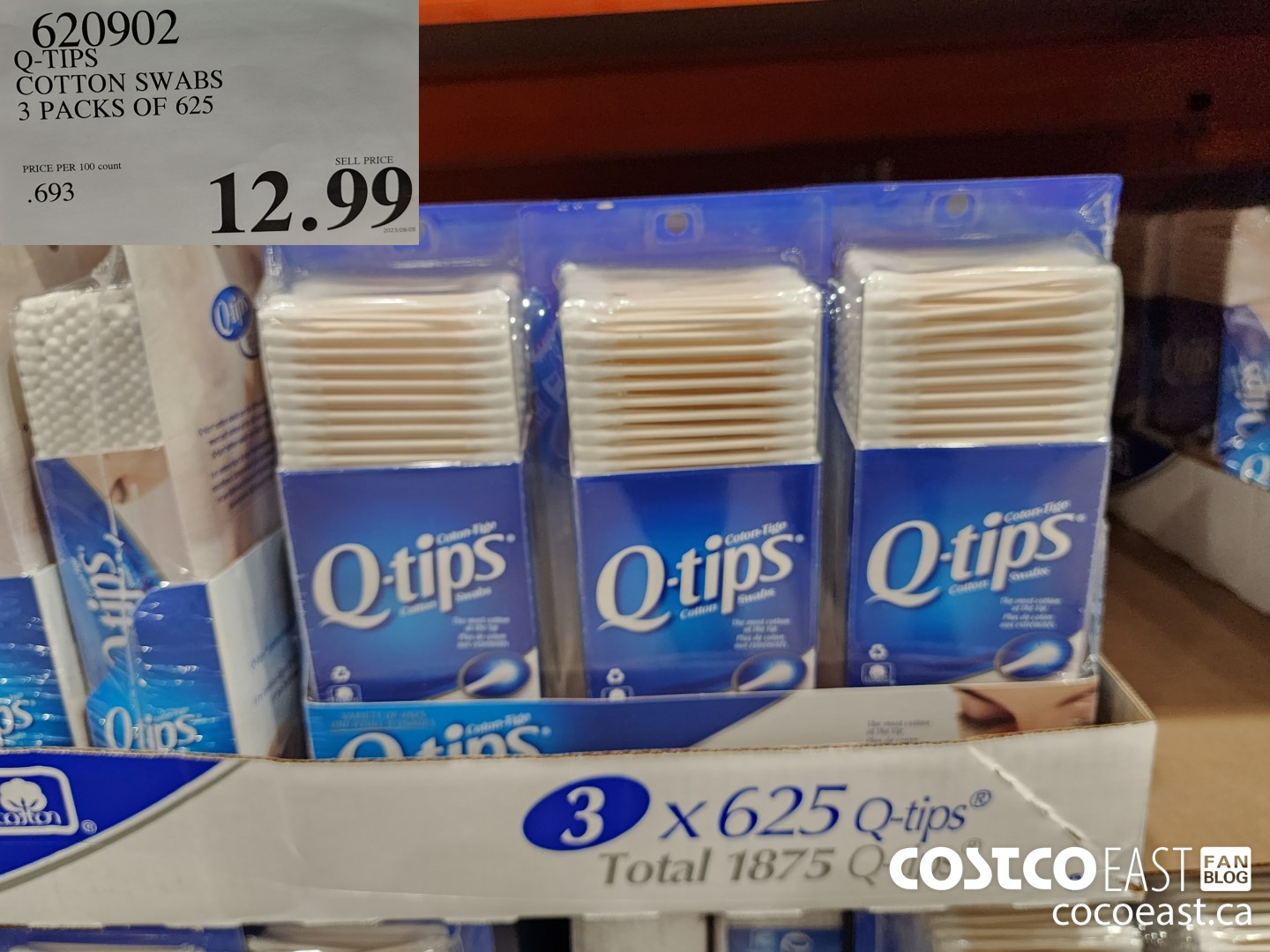 620902 Q-TIPS COTTON SWABS 3 PACKS OF 625 $12.99