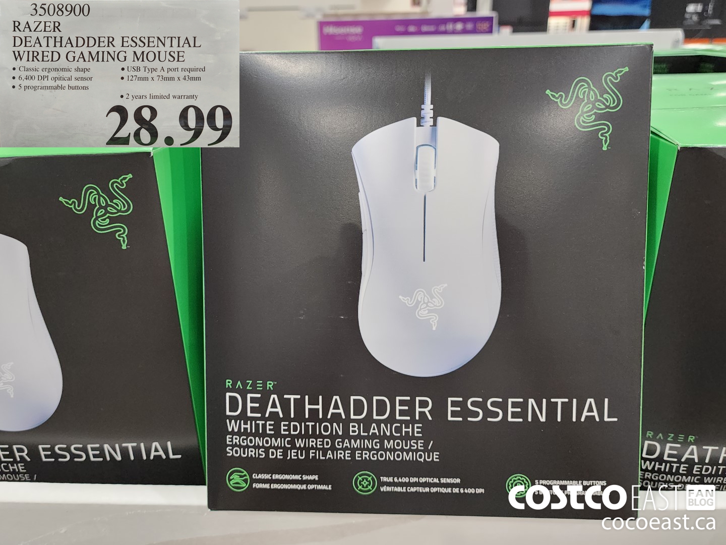 Razer DeathAdder Essential 6400DPI souris filaire Blanc