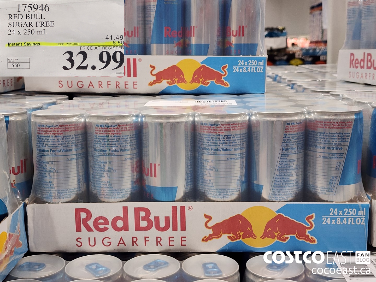 175946 RED BULL SUGAR FREE 24 x 250 mL ($8.60 INSTANT SAVINGS EXPIRES ON 2023-10-01) $32.89