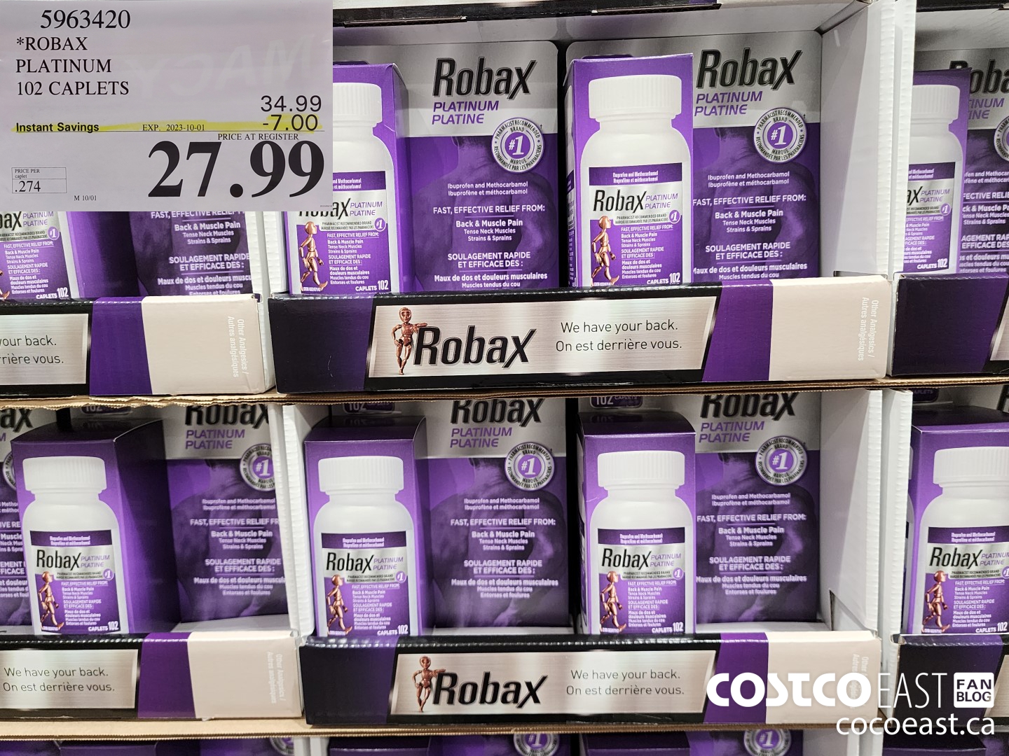 5963420 ROBAX PLATINUM 102 CAPLETS ($7.00 INSTANT SAVINGS EXPIRES ON 2023-10-01) $27.99