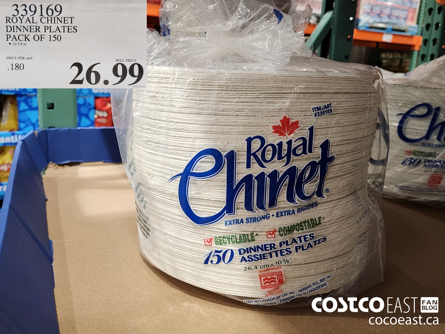 339169 ROYAL CHINET DINNER PLATES PACK OF 150 $26.99