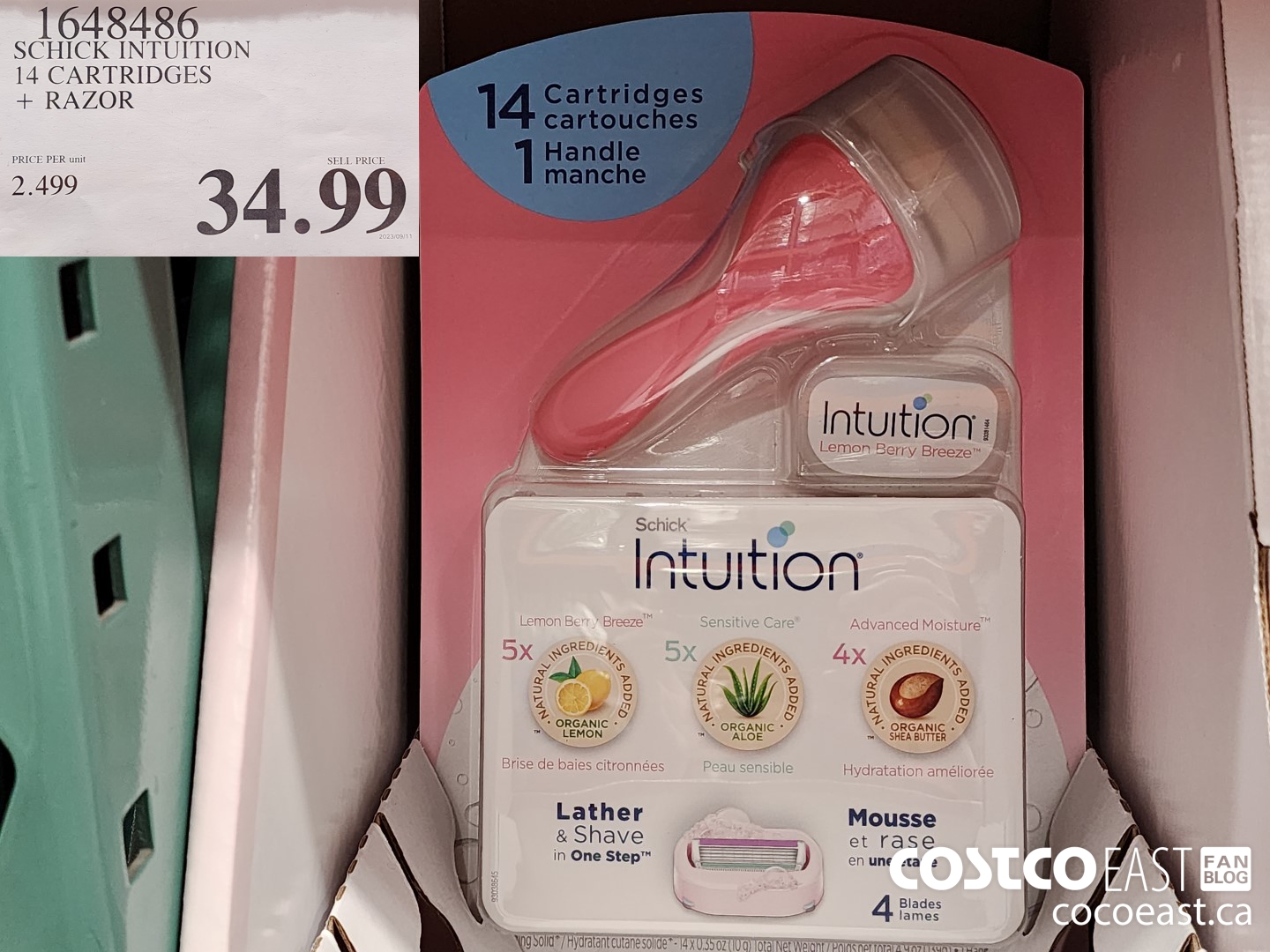 1648486 SCHICK INTUITION 14 CARTRIDGES + RAZOR $34.99
