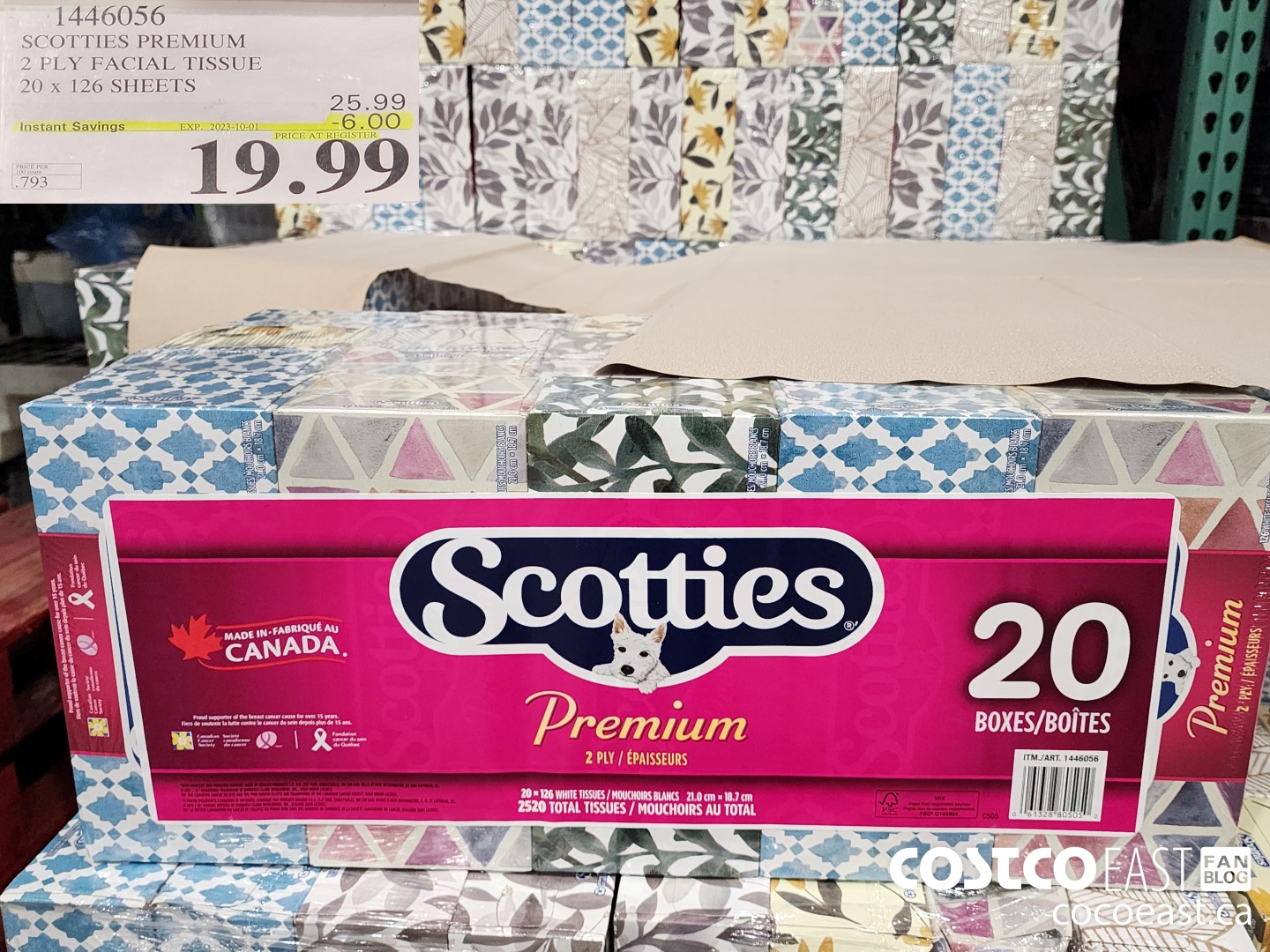 1446056 SCOTTIE PREMIUM 2 PLY FACIAL TISSUES 20 x 126 sheets ($6.00 INSTANT SAVINGS EXPIRES ON 2023-10-01) $19.99