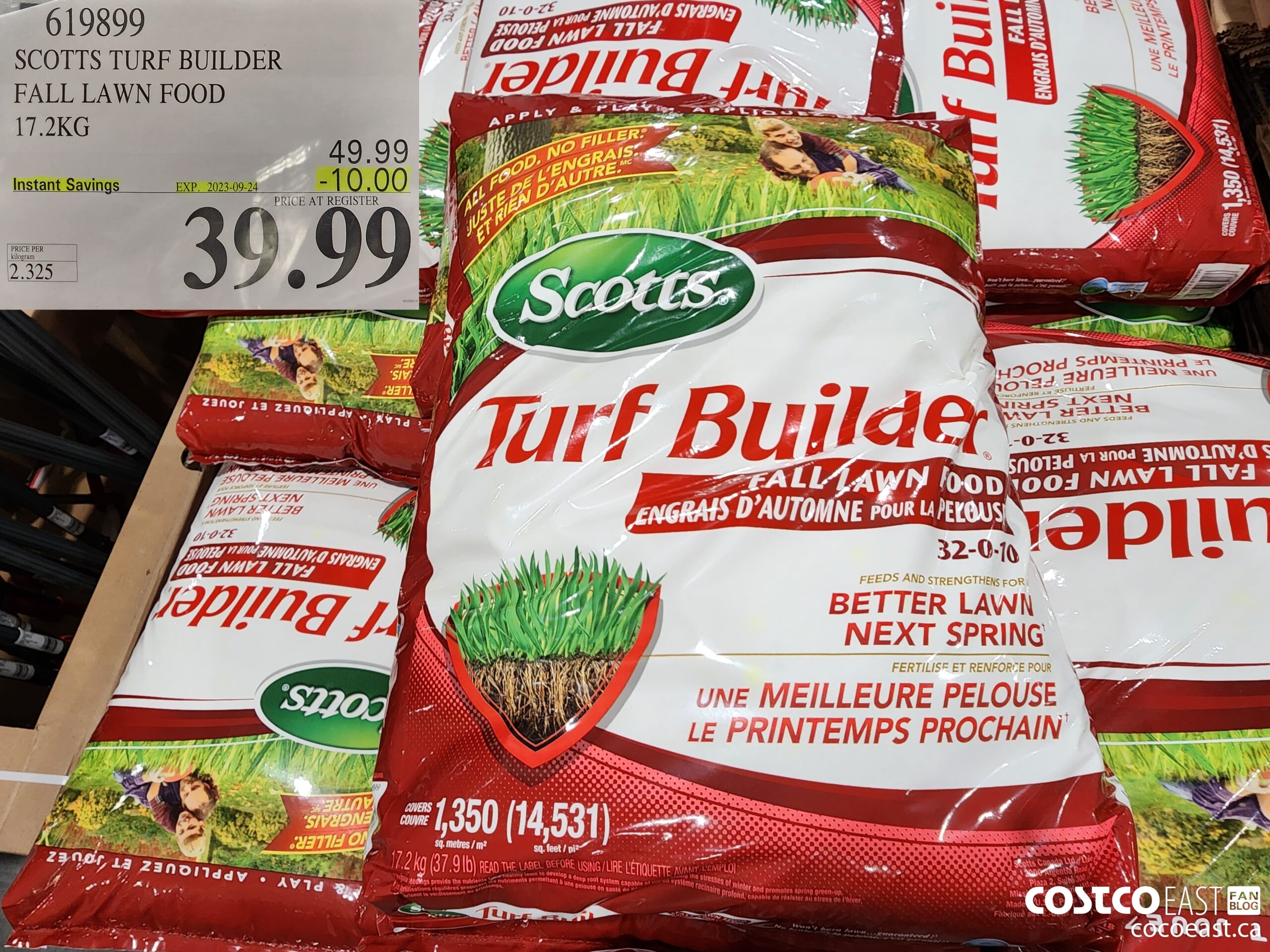 619899 SCOTTS TURF BUILDER FALL LAWN FOOD 17.2KG ($10.00 INSTANT SAVINGS EXPIRES ON 2023-09-24) $39.99