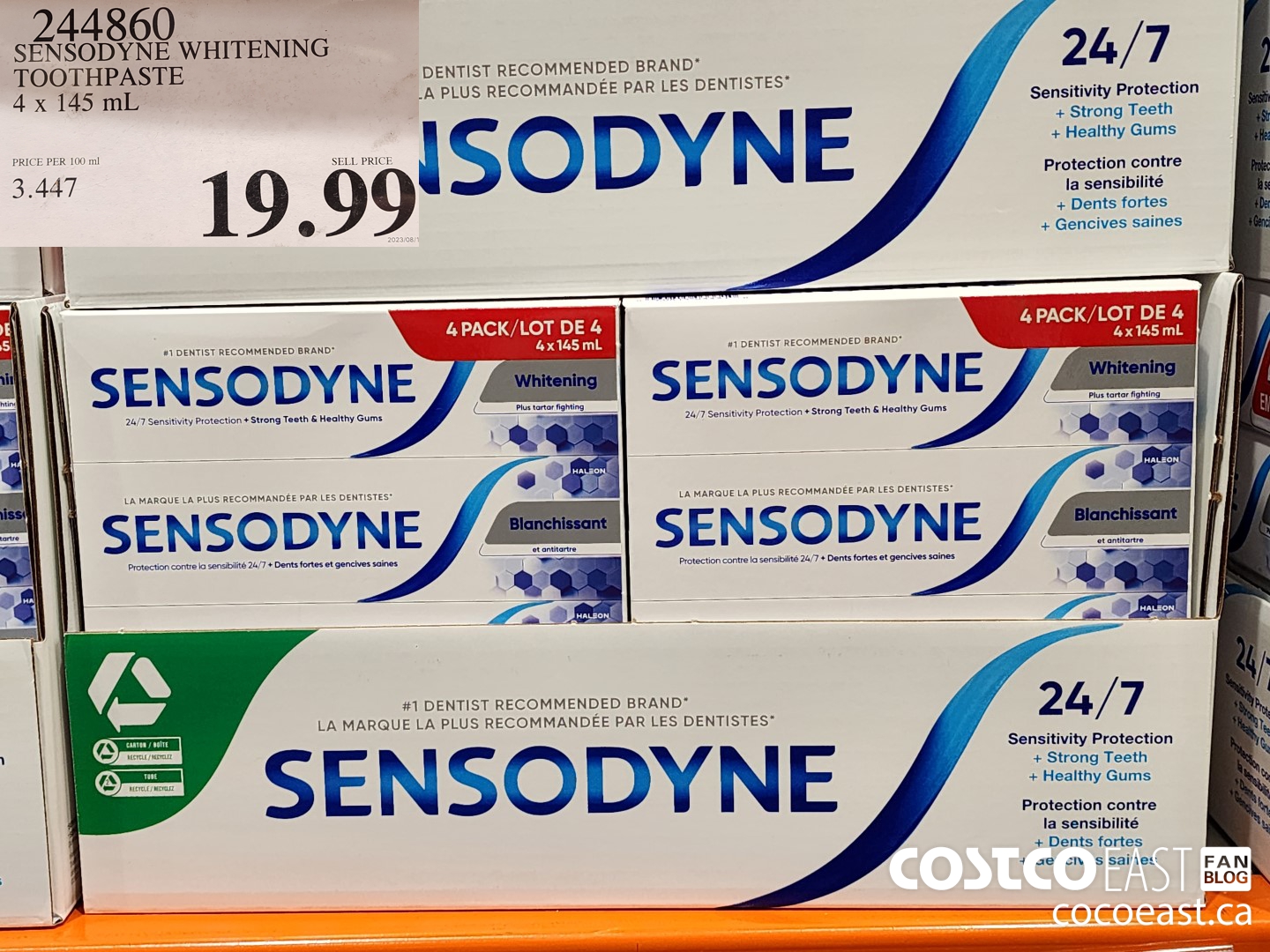 244860 SENSODYNE WHITENING TOOTHPASTE 4 X 145 ML $19.99