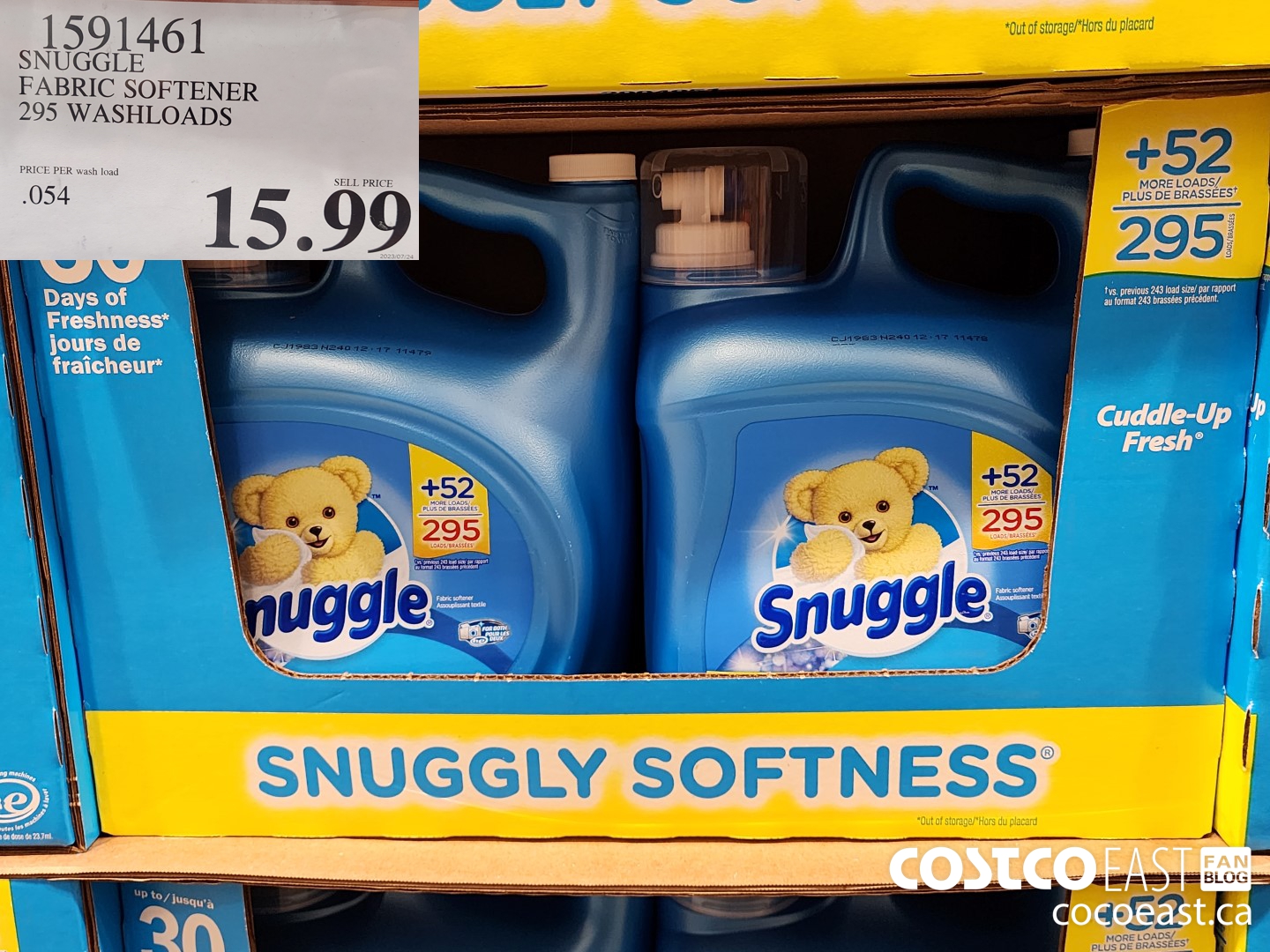 1591461 SNUGGLE FABRIC SOFTENER 295 WASHLOADS $15.99