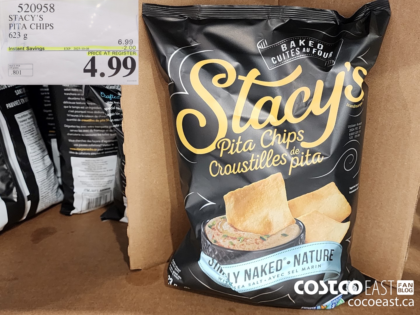520958 STACEY'S PITA CHIPS 623 G ($2.00 INSTANT SAVINGS EXPIRES ON 2023-10-08) $4.99