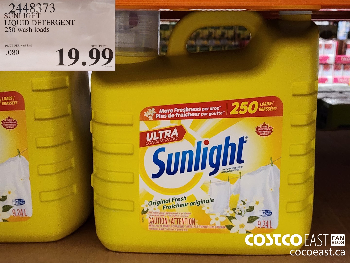 2448373 SUNLIGHT LIQUID DETERGENT 250 wash loads $19.99