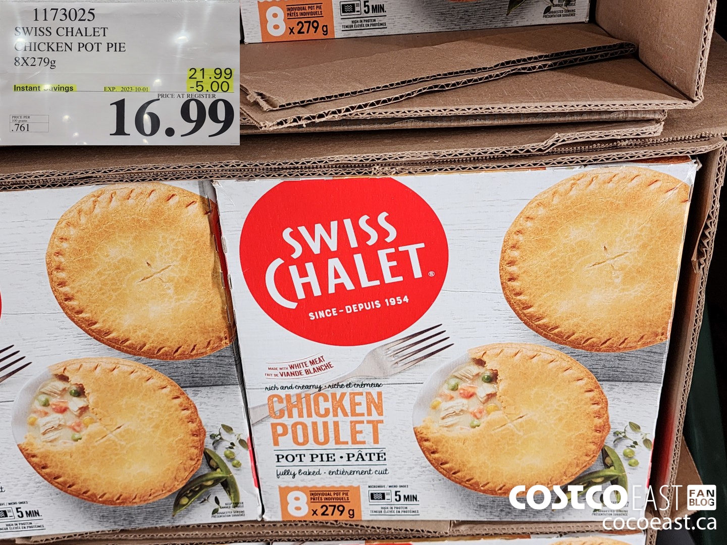 1173025 SWISS CHALET CHICKEN POT PIE 8 X 279G ($5.00 INSTANT SAVINGS EXPIRES ON 2023-10-01) $16.99