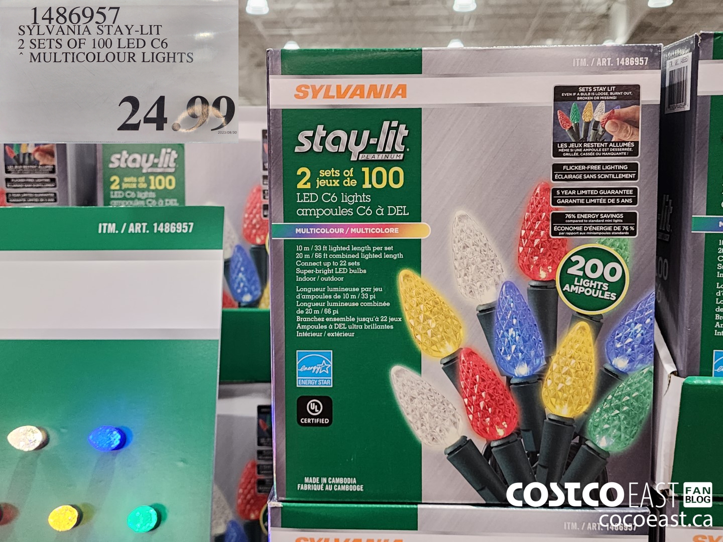 1486957 SYLVANIA STAY-LIT 2 SETS OF 100 C6 LED LIGHTS MULTICOLOUR LIGHTS $24.99