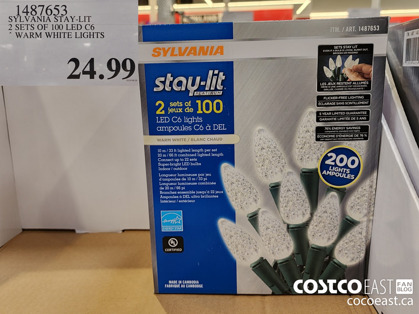 1487653 SYLVANIA STAY-LIT 2 SETS OF 100 LED C6 WARM WHITE LIGHTS $24.99