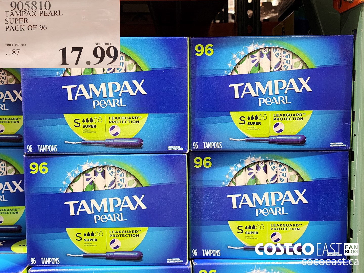 905810 TAMPAX PEARL SUPER PACK OF 96 $17.99