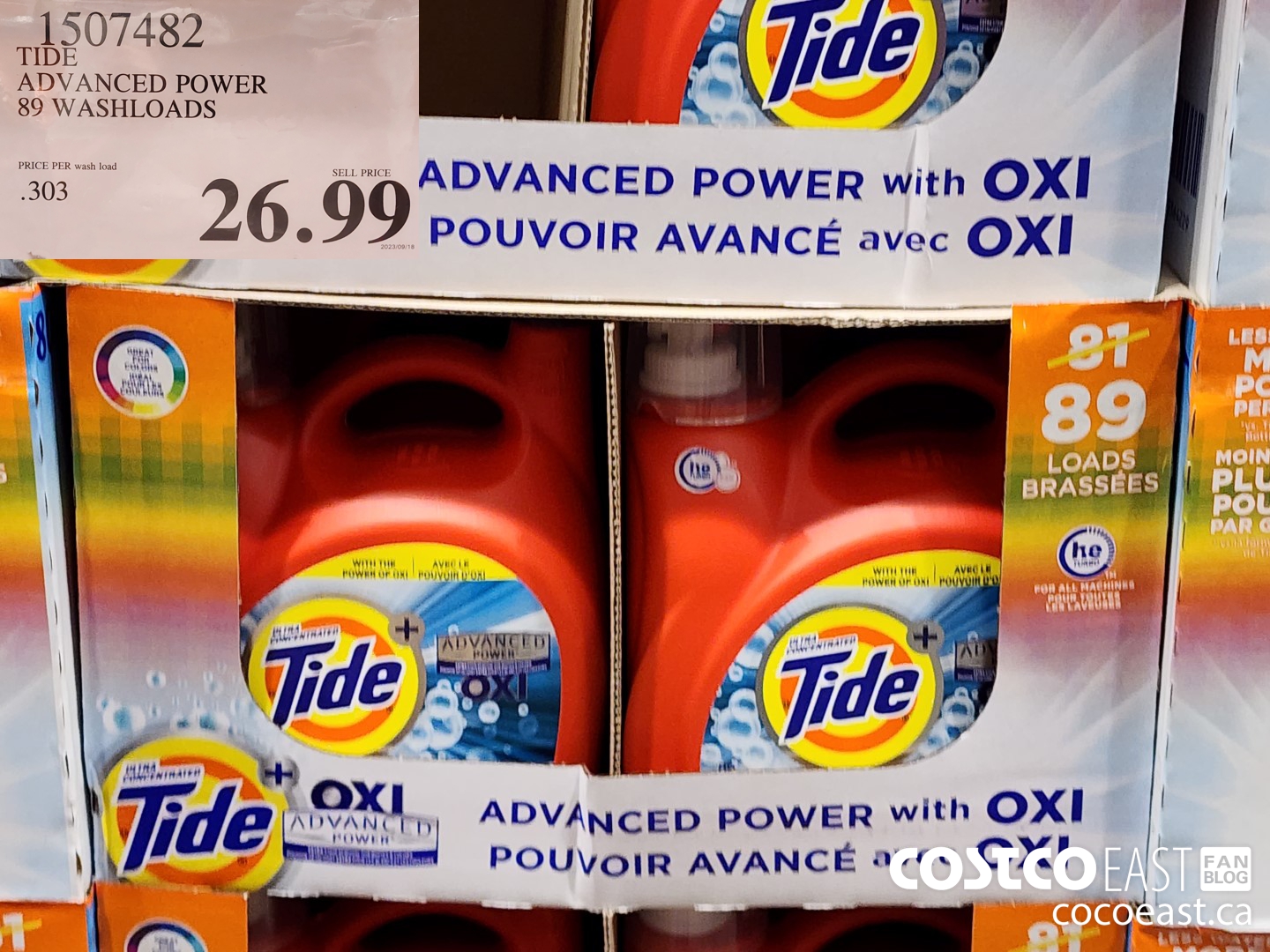 1507482 TIDE ADVANCED POWER 89 WASHLOADS $26.99