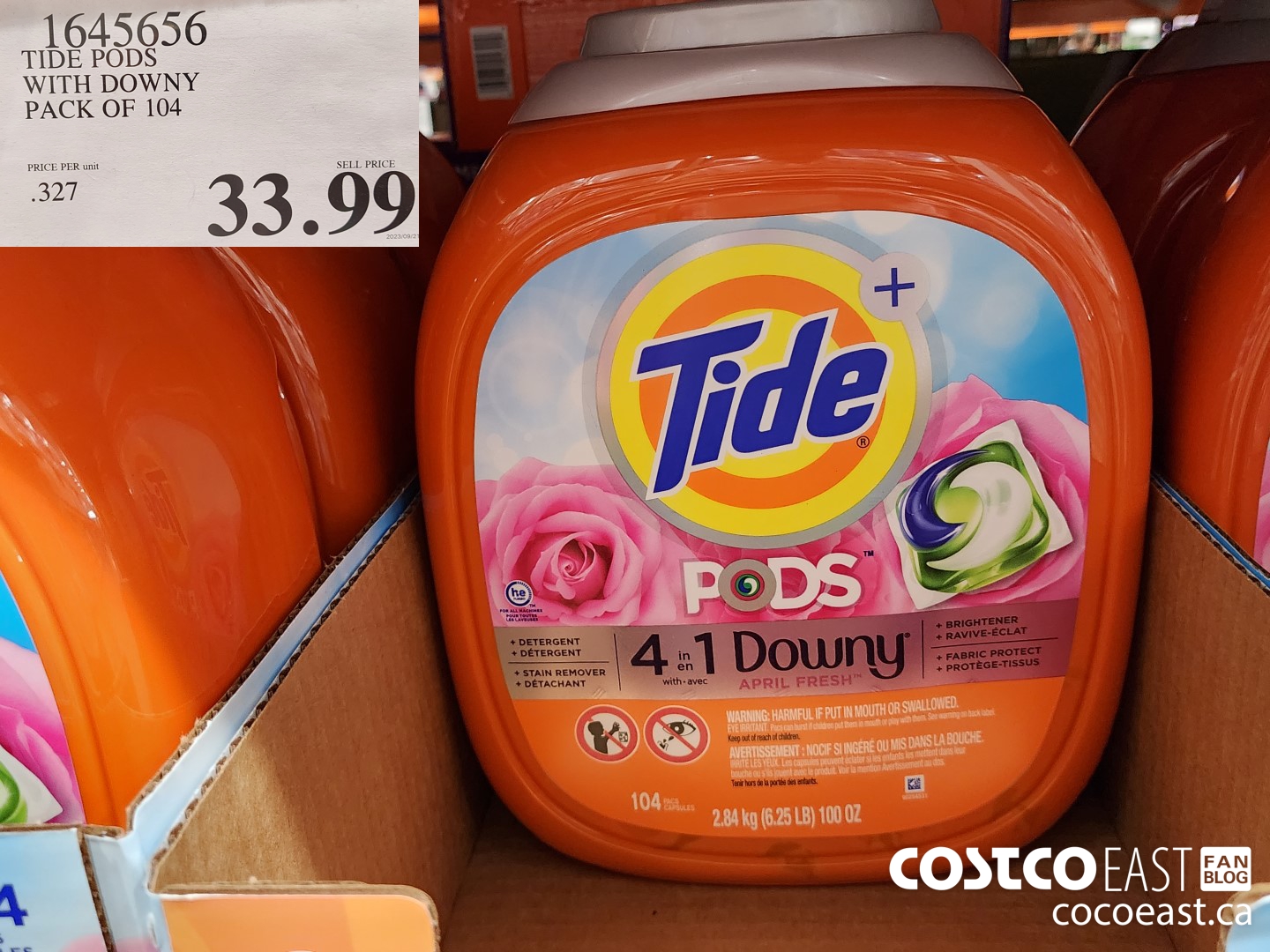 1645656 TIDE PODS WITH DOWNY PACK OF 104 $33.99