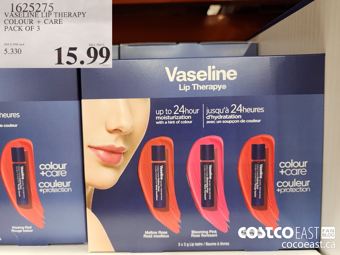 1625275 VASELINE LIP THERAPY COLOUR + CARE PACK OF 3 $15.99