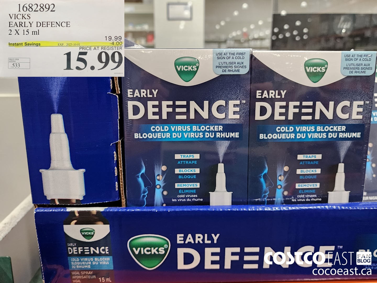 1682892 VICKS EARLY DEFENCE 2 X 15 ml ($4.00 INSTANT SAVINGS EXPIRES ON 2023-10-01) $15.99
