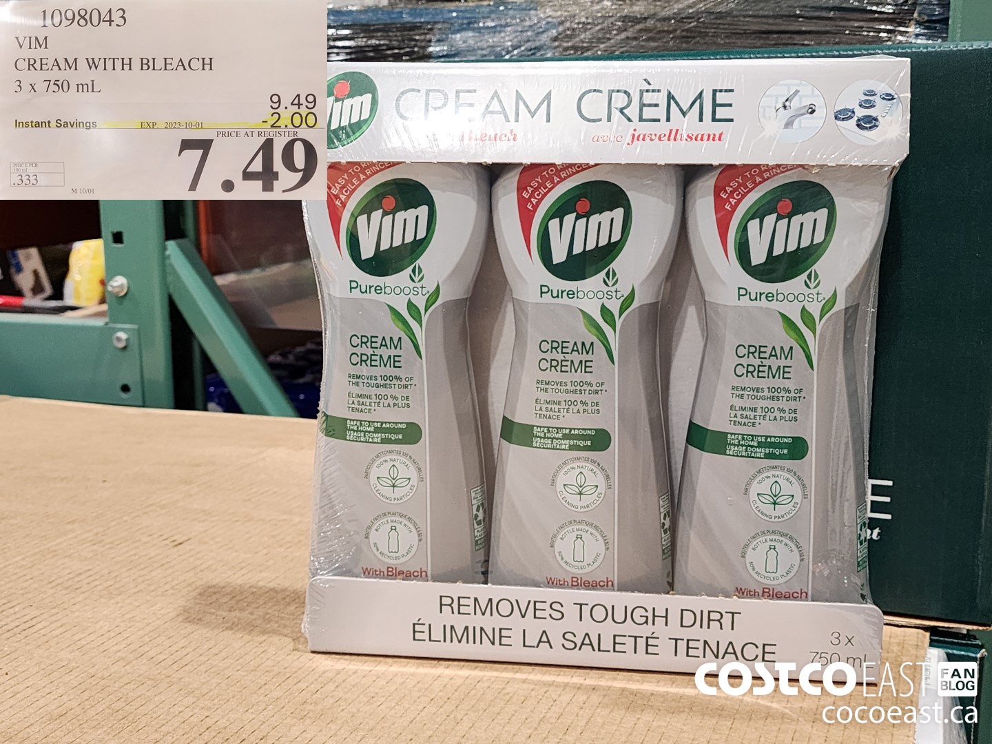 1098043 VIM CREAM WITH BLEACH 3 X 750G ($2.00 INSTANT SAVINGS EXPIRES ON 2023-10-01) $7.49