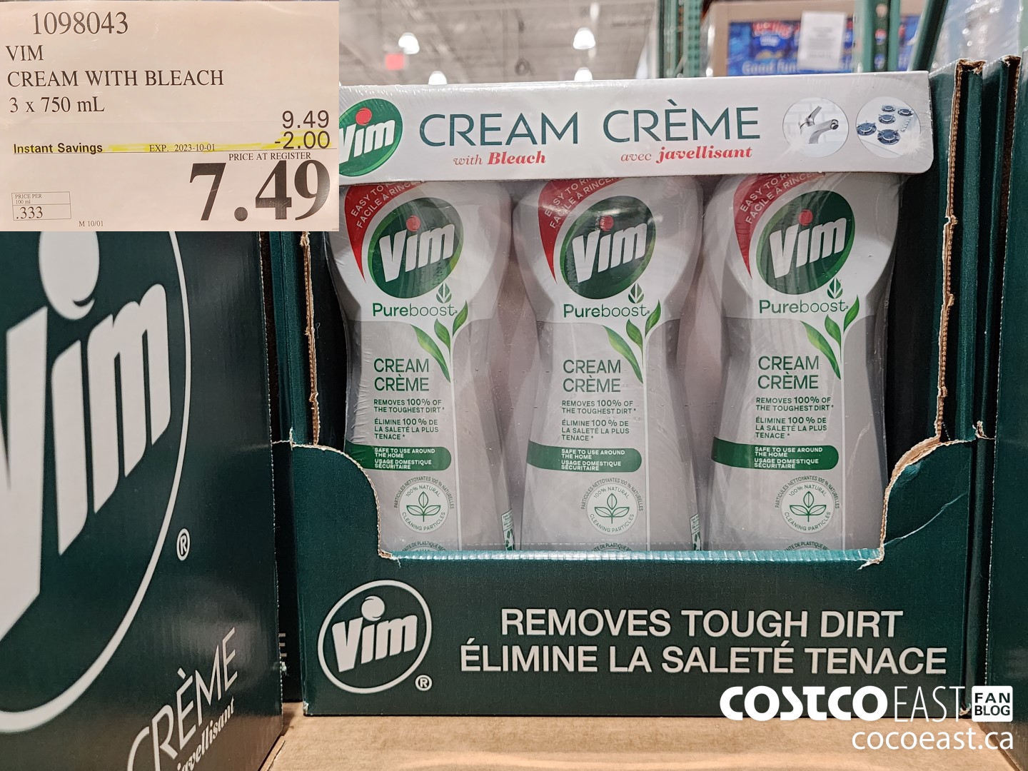 1098043 VIM CREAM WITH BLEACH 3 X 750G ($2.00 INSTANT SAVINGS EXPIRES ON 2023-10-01) $7.49