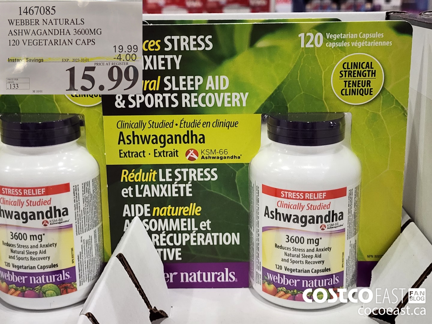 1467085 WEBBER NATURALS ASHWAGANDHA 3600MG 120 VEGETARIAN CAPS ($4.00 INSTANT SAVINGS EXPIRES ON 2023-10-01) $15.99