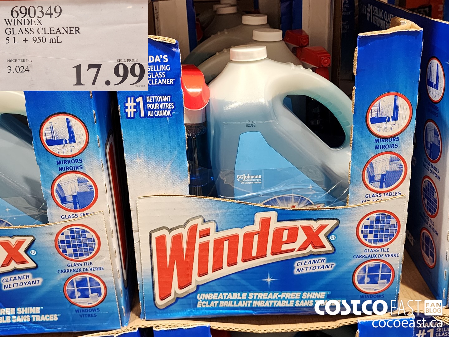 690349 WINDEX GLASS CLEANER 5 L + 950 ML $17.99