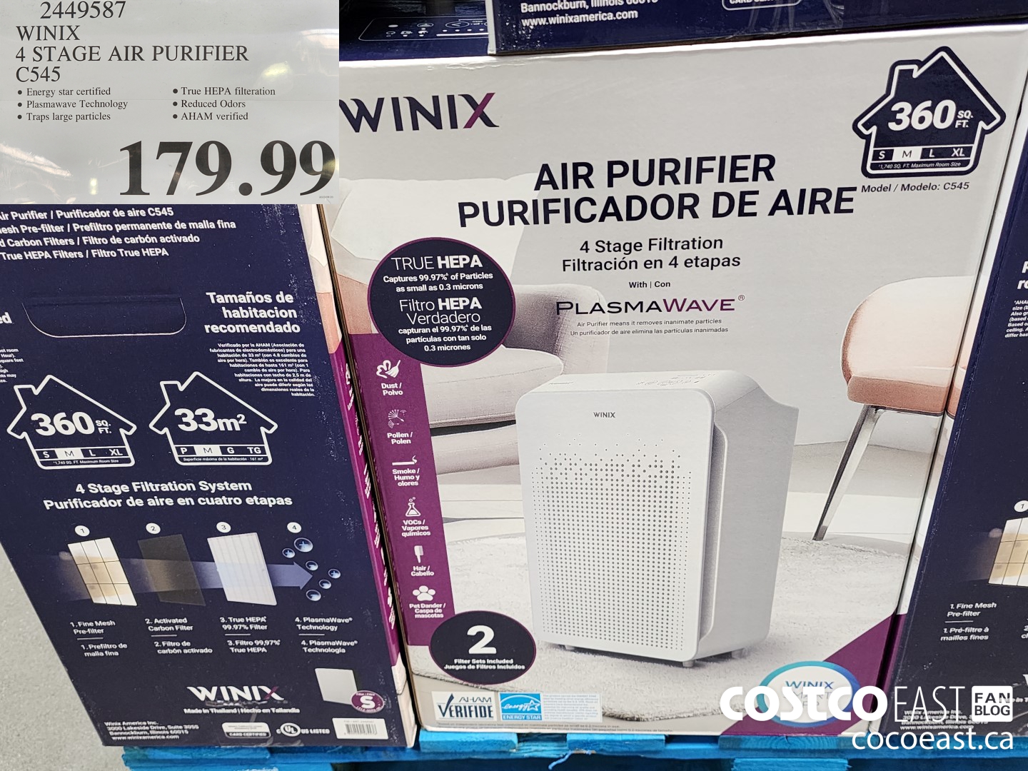 2449587 WINIX 4 STAGE AIR PURIFIER C545 $179.99