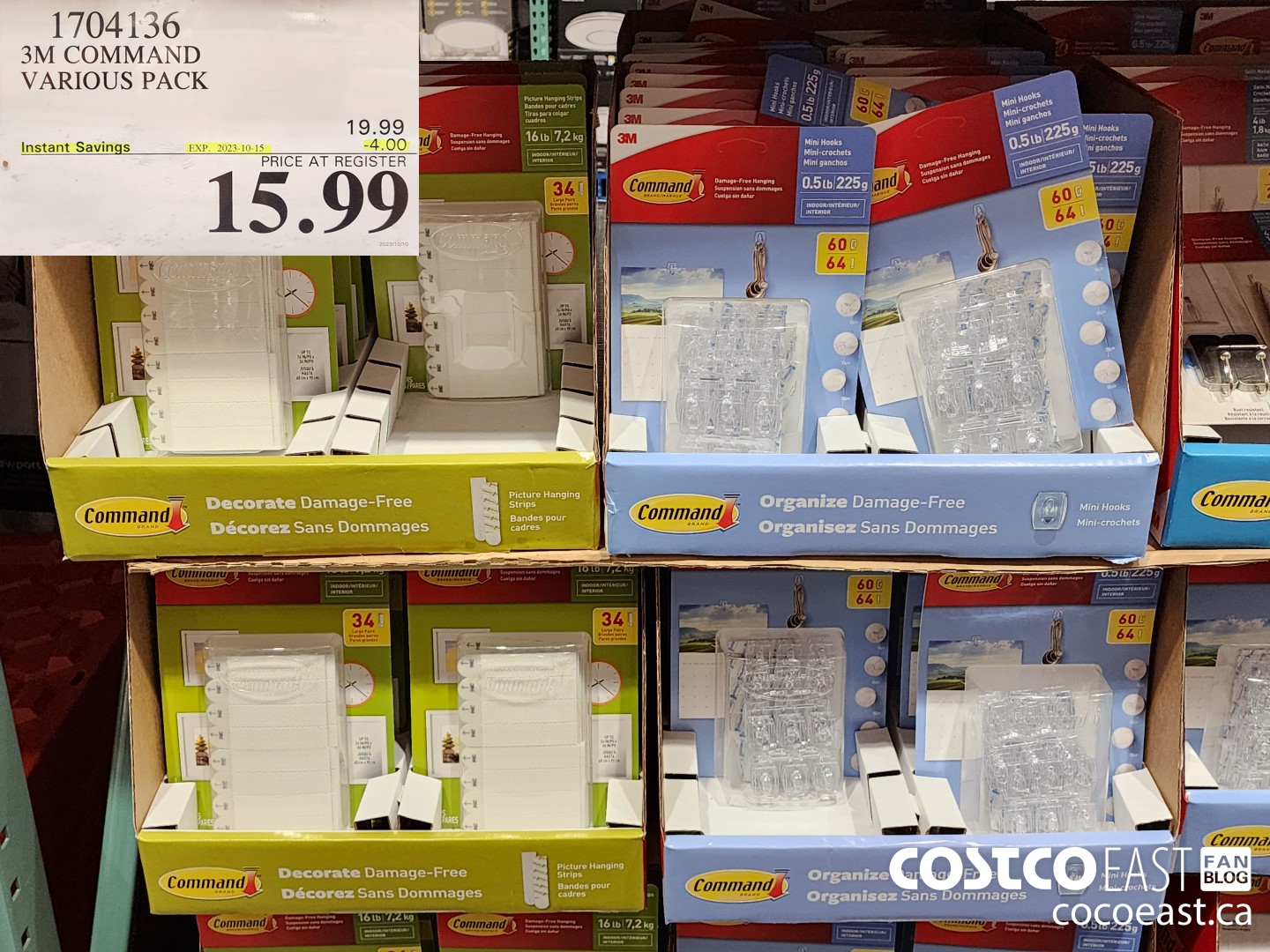 1704136 3M COMMAND VARIOUS PACK ($4.00 INSTANT SAVINGS EXPIRES ON 2023-10-15) $15.99