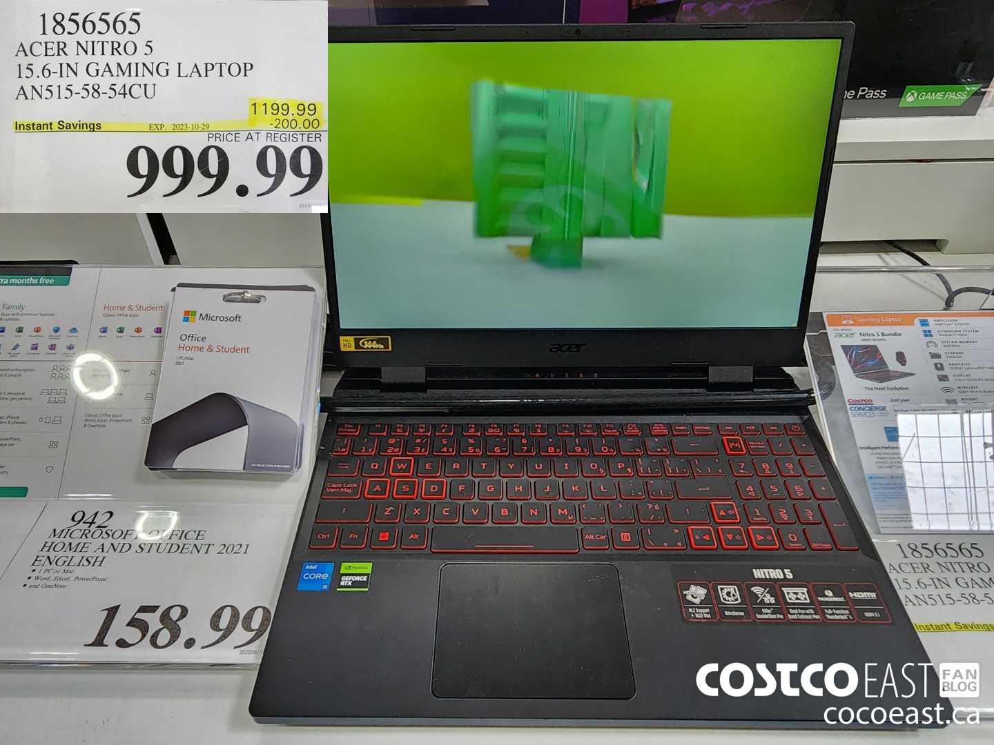 1856565 ACER NITRO 5 15.6-IN GAMING LAPTOP AN515-58-54CU ($200.00 INSTANT SAVINGS EXPIRES ON 2023-10-29) $999.99
