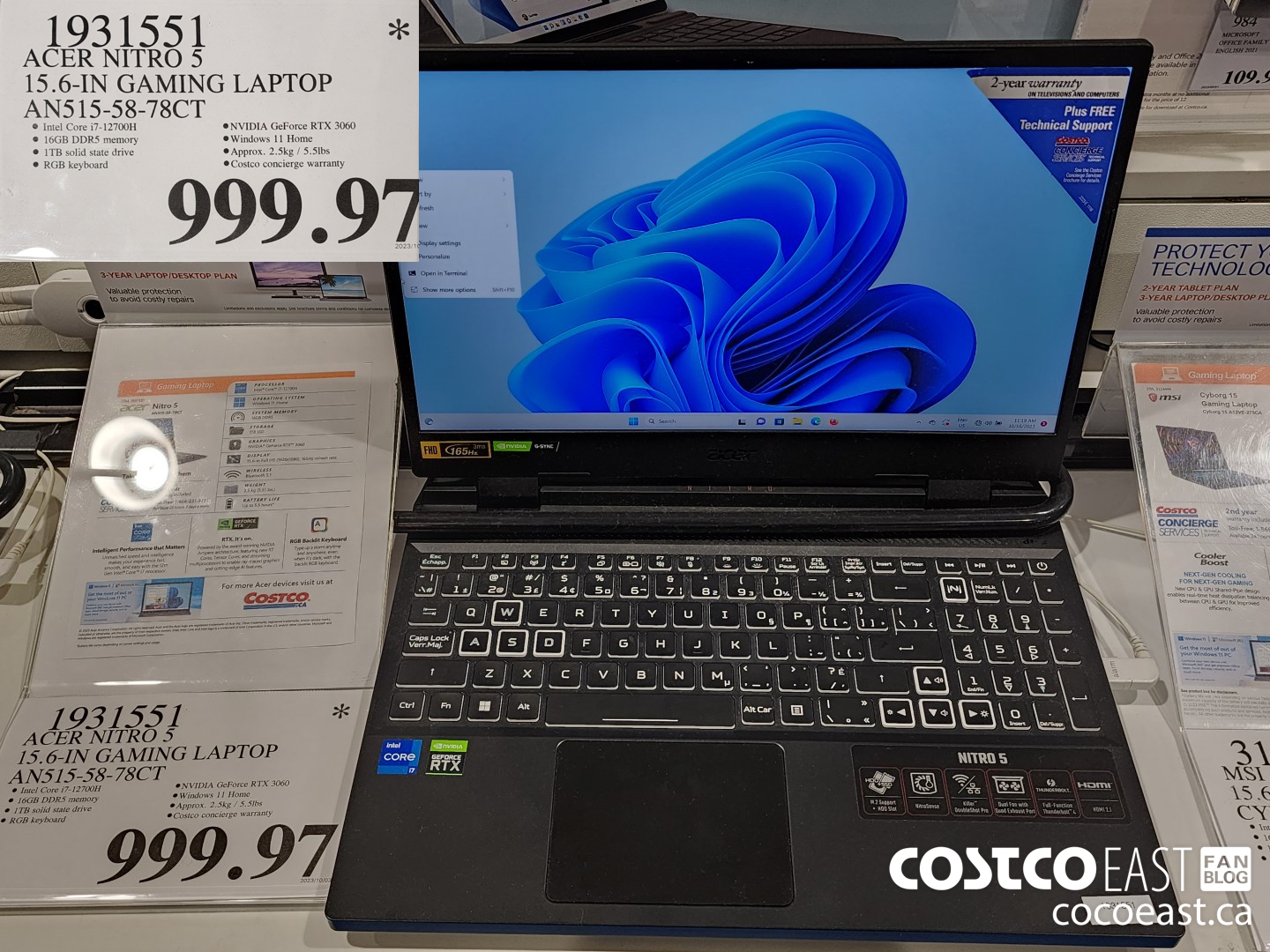 1931551 ACER NITRO 5 15.6-IN GAMING LAPTOP AN515-58-78CT $999.97