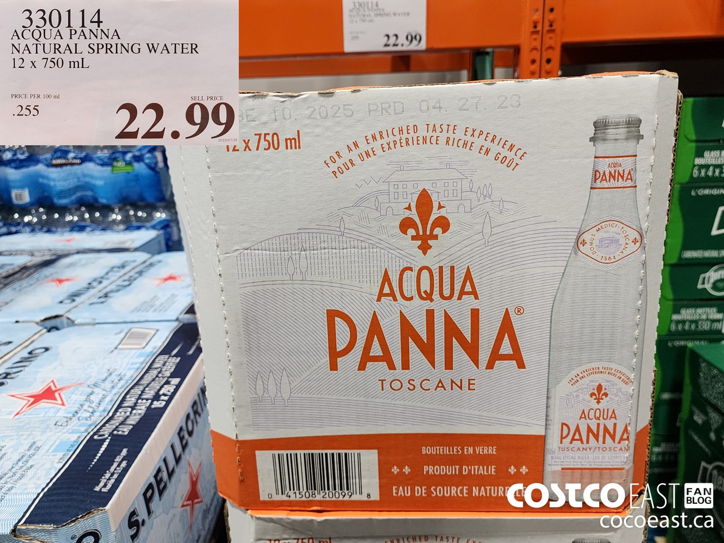 330114 ACQUA PANNA NATURAL SPRING WATER 12 x 750 mL $22.99