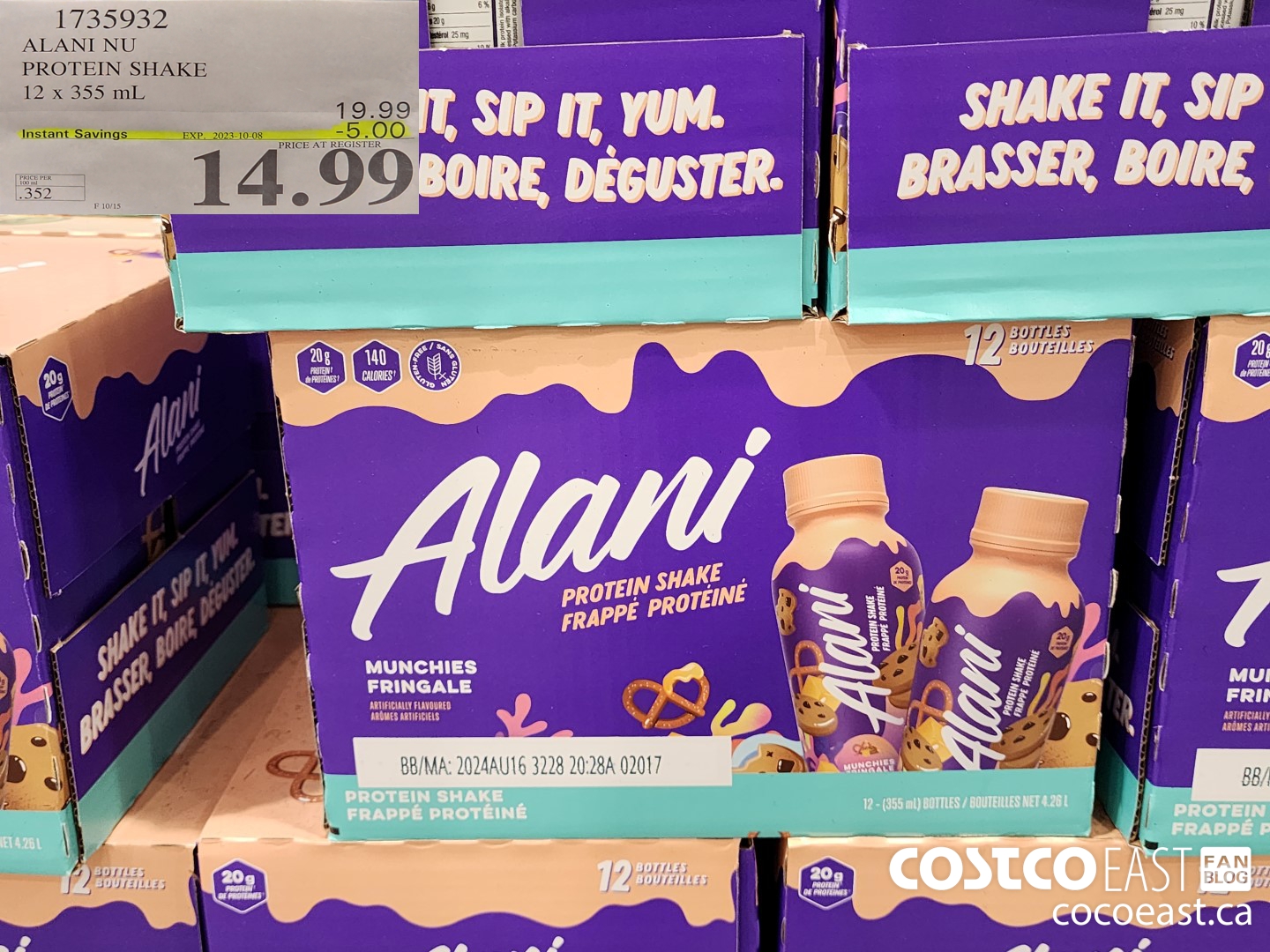 1735932 ALANI NU PROTEIN SHAKE 12x 355 mL ($5.00 INSTANT SAVINGS EXPIRES ON 2023-10-08) $14.99