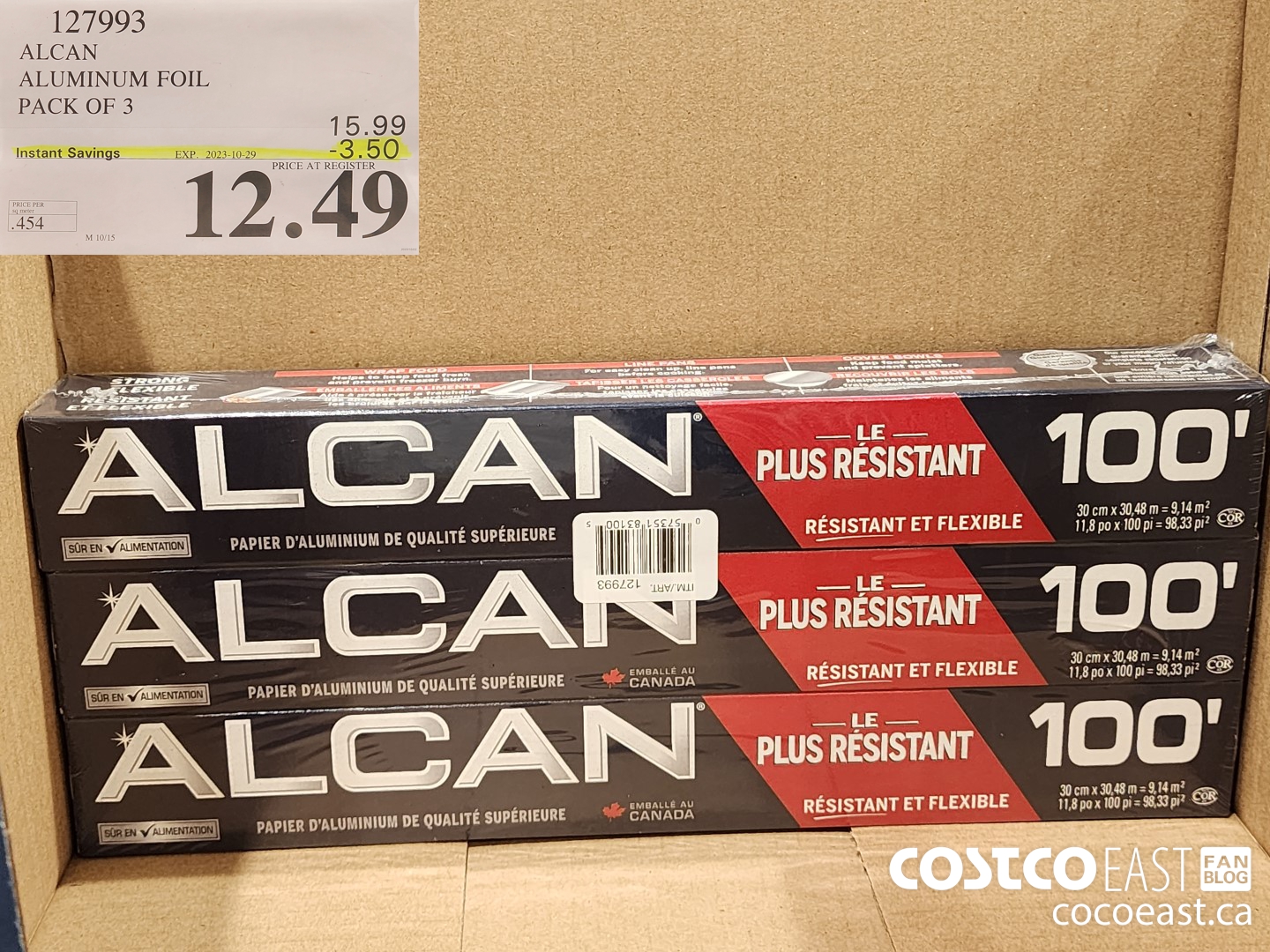 127993 ALCAN ALUMINUM FOIL PACK OF 3 ($3.50 INSTANT SAVINGS EXPIRES ON 2023-10-29) $12.49