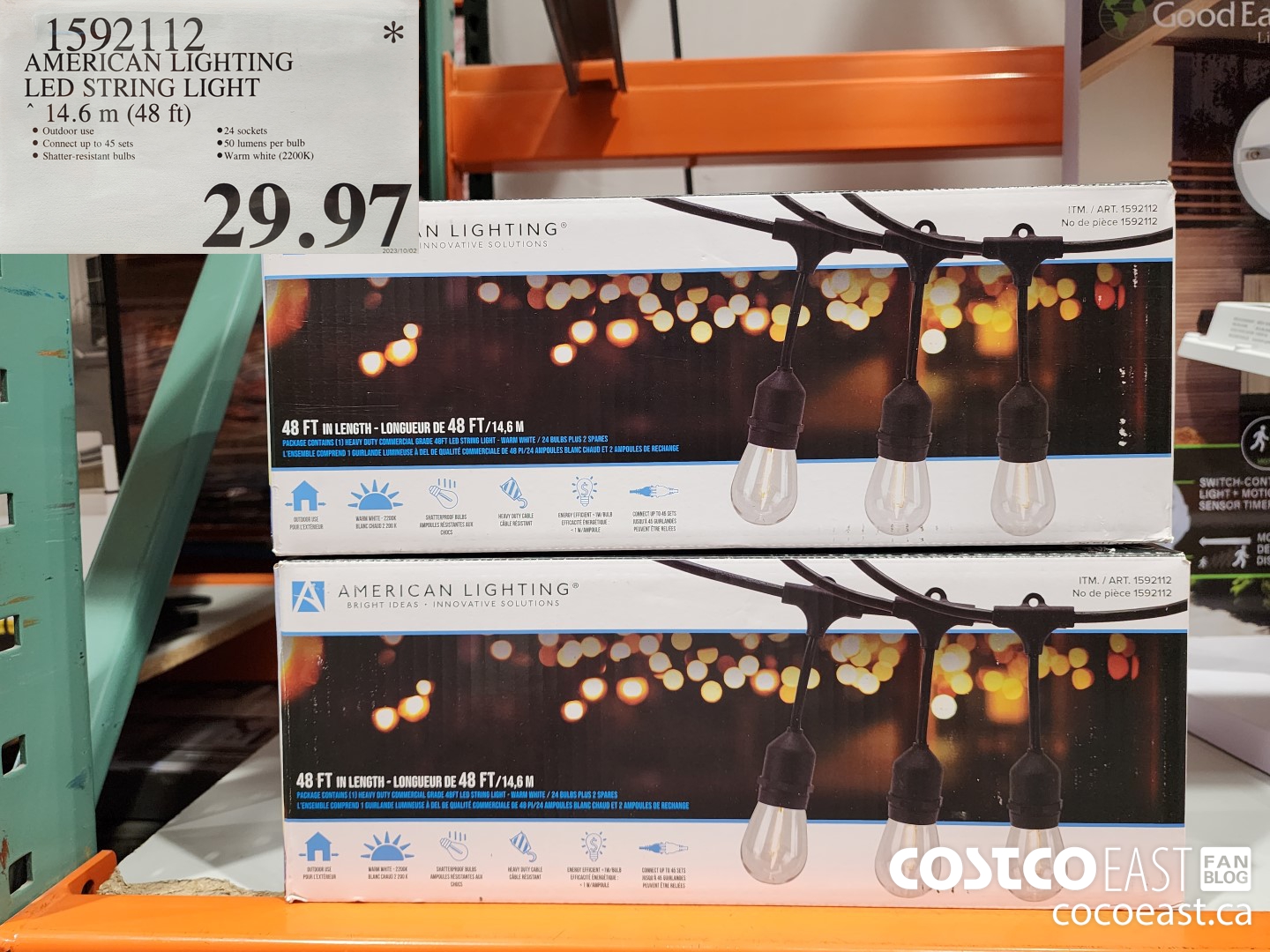 1592112 AMERICAN LIGHTING LED STRING LIGHT ~ 14.6m / 48ft $29.97