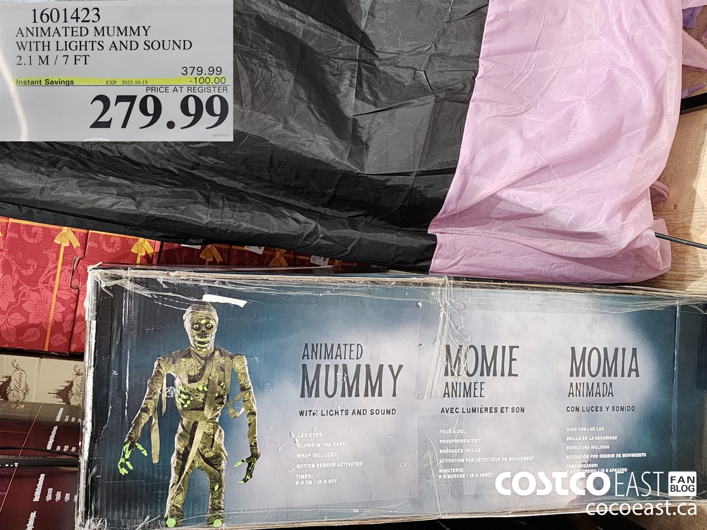 1601423 ANIMATED MUMMY WITH LIGHTS AND SOUND 2.1M/7FT ($100.00 INSTANT SAVINGS EXPIRES ON 2023-10-15) $279.99